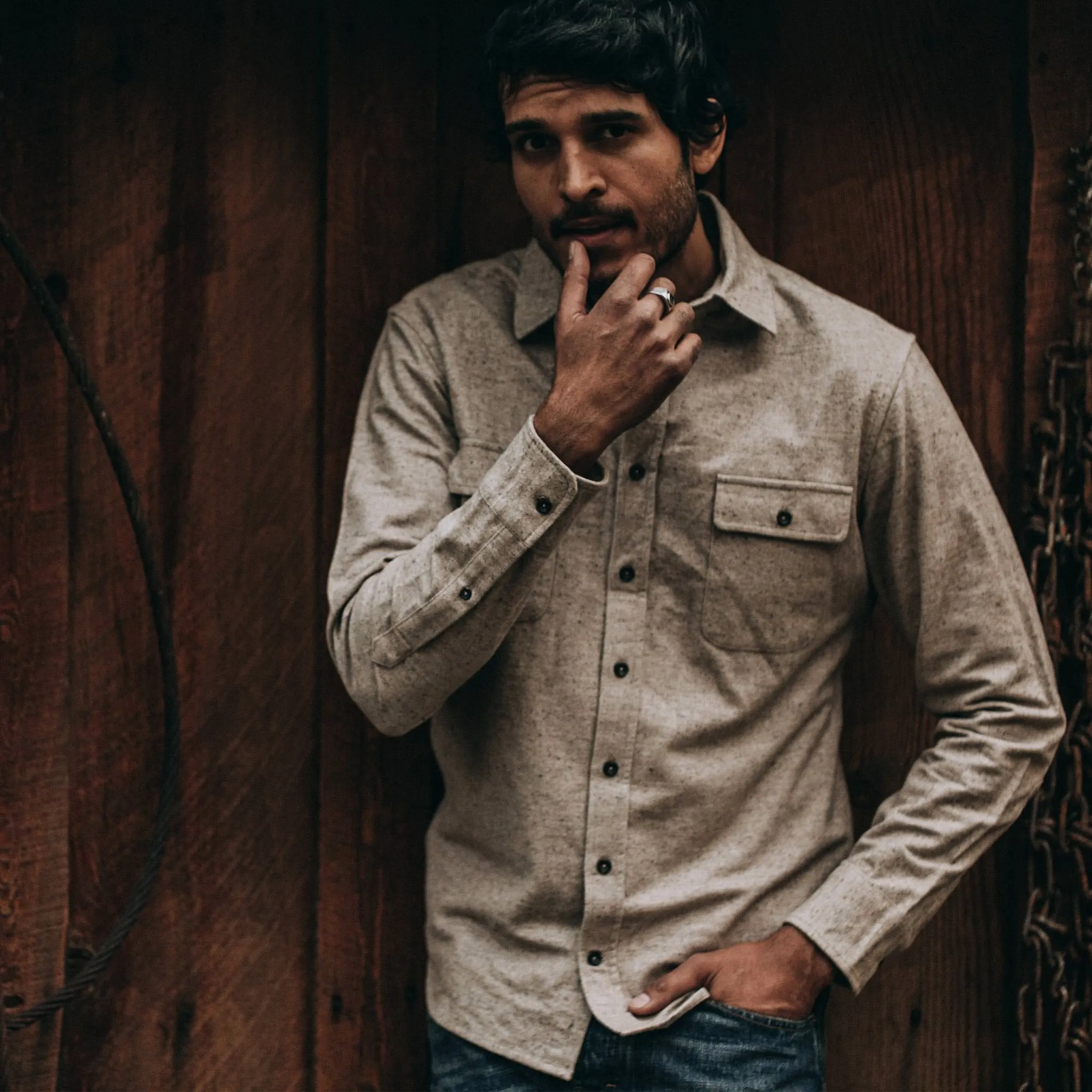 The Yosemite Shirt in Oat Donegal sold by Taylor Stitch product image thumbnail 2