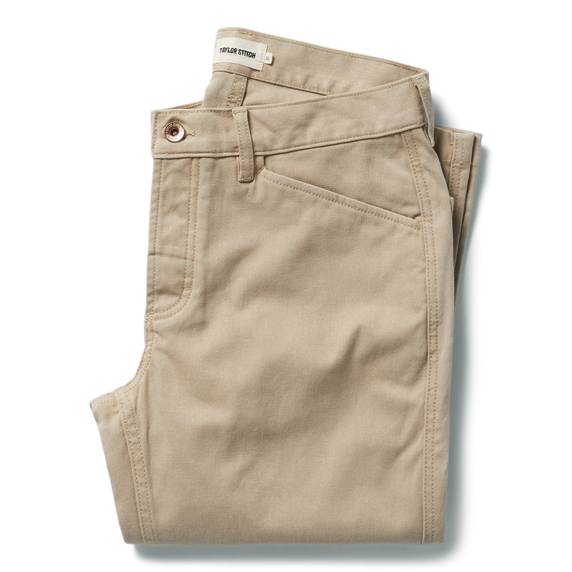 The Camp Pant in Sand Boss Duck sold by Taylor Stitch