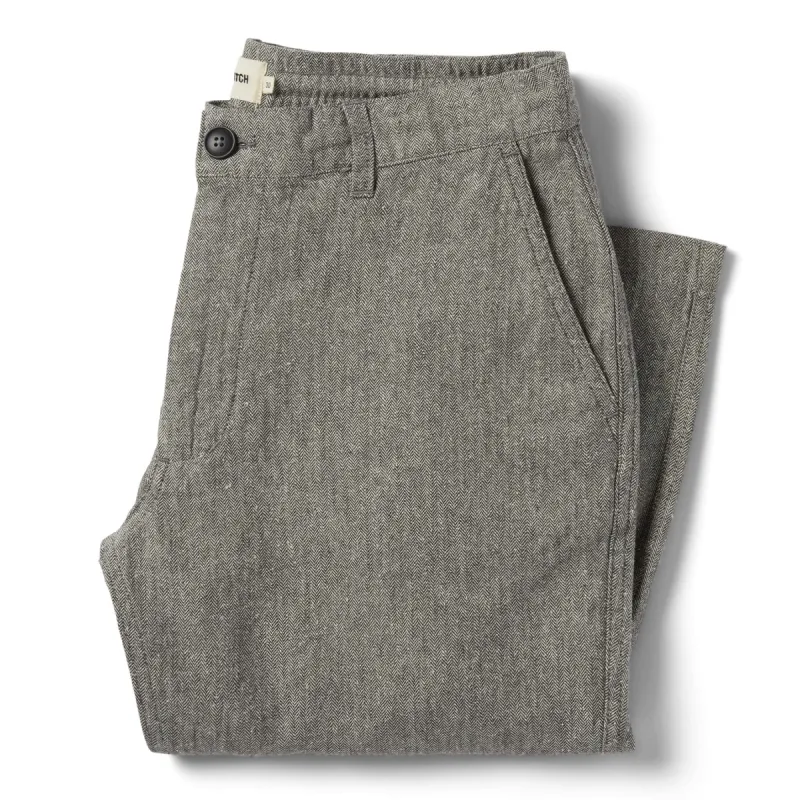 The Easy Pant in Charcoal Herringbone sold by Taylor Stitch