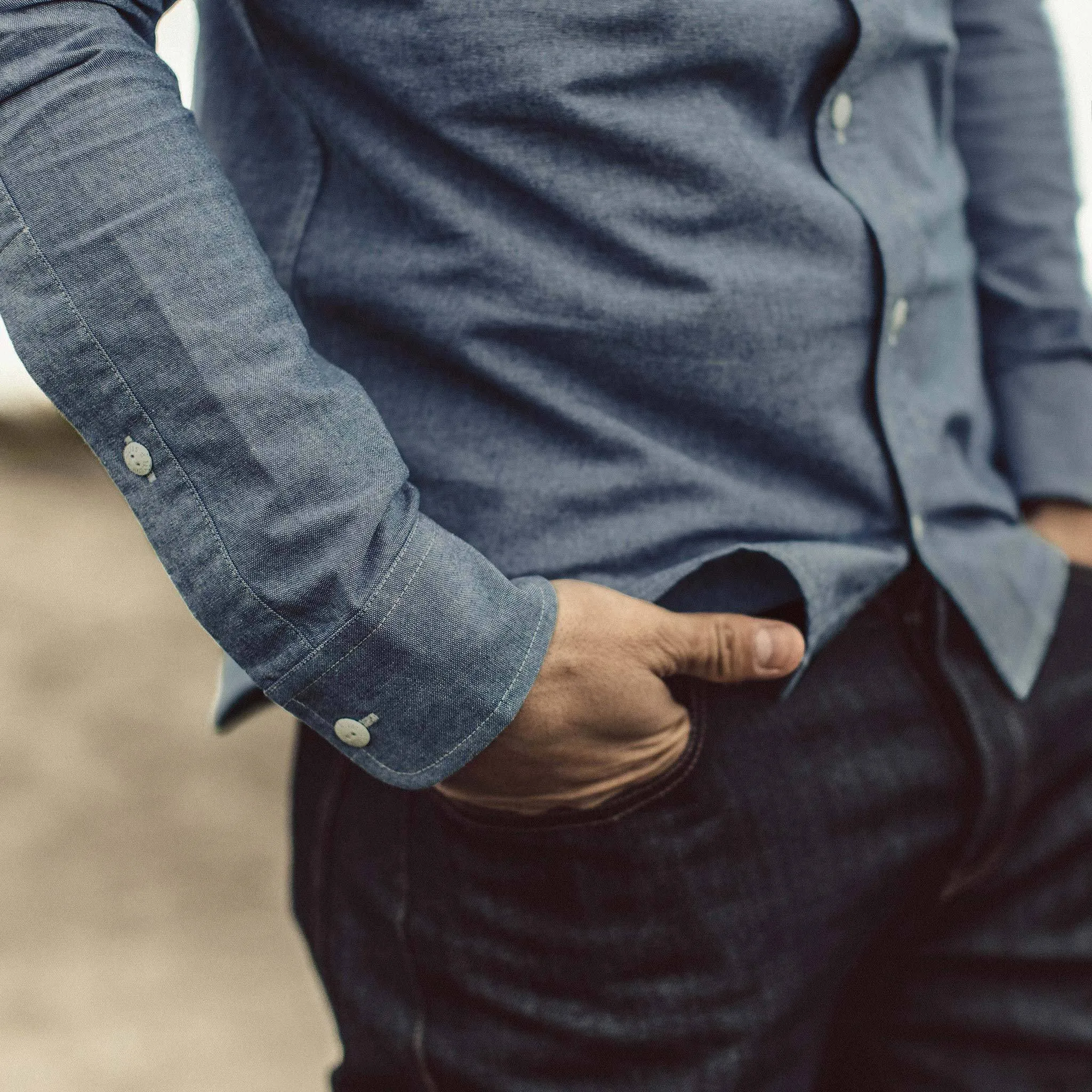 The California in Blue Everyday Chambray sold by Taylor Stitch product image thumbnail 3