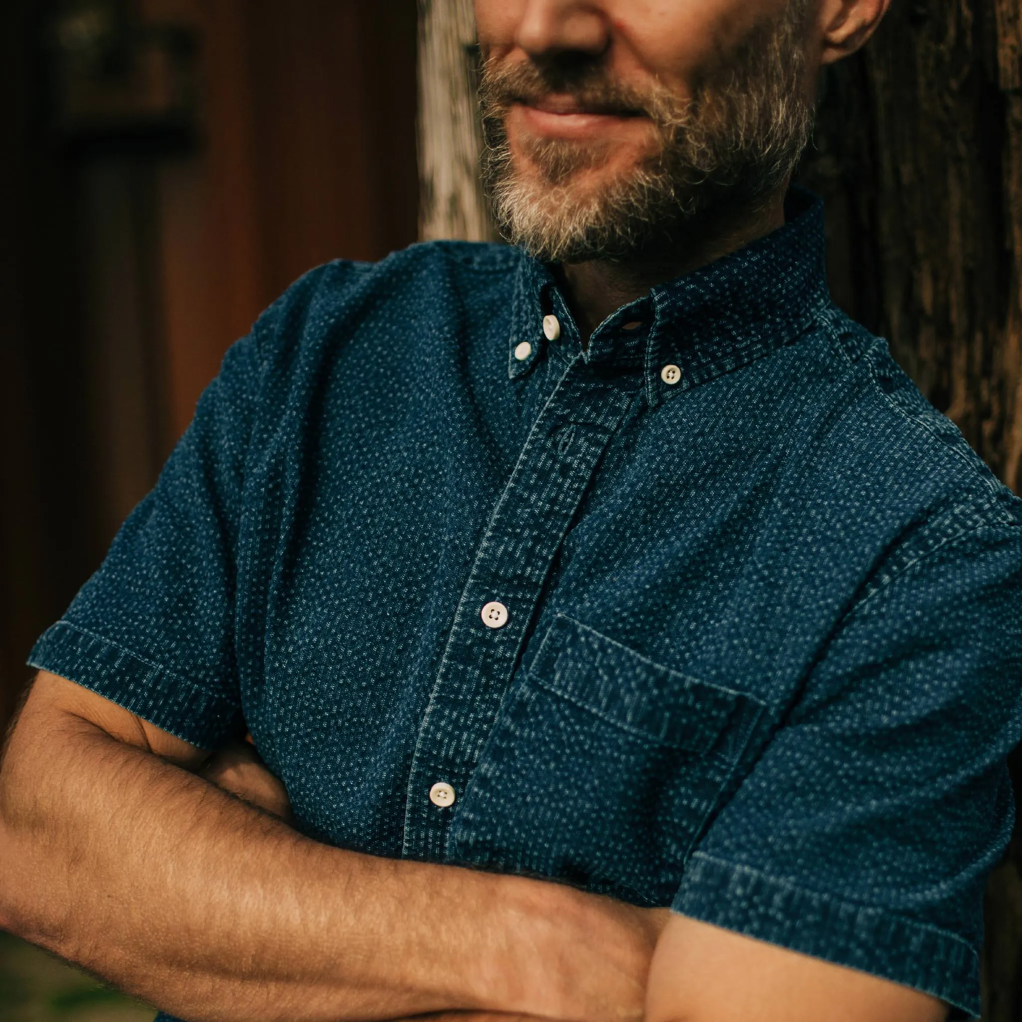 The Short Sleeve Jack in Indigo Seersucker sold by Taylor Stitch product image thumbnail 3