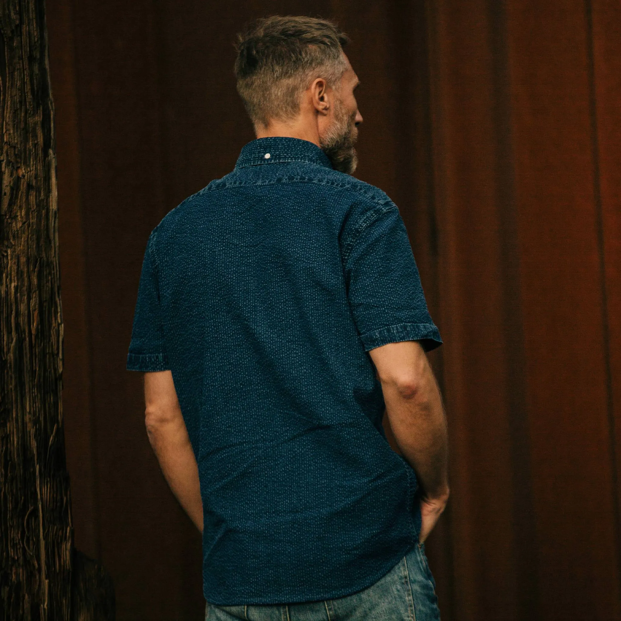 The Short Sleeve Jack in Indigo Seersucker sold by Taylor Stitch product image thumbnail 4