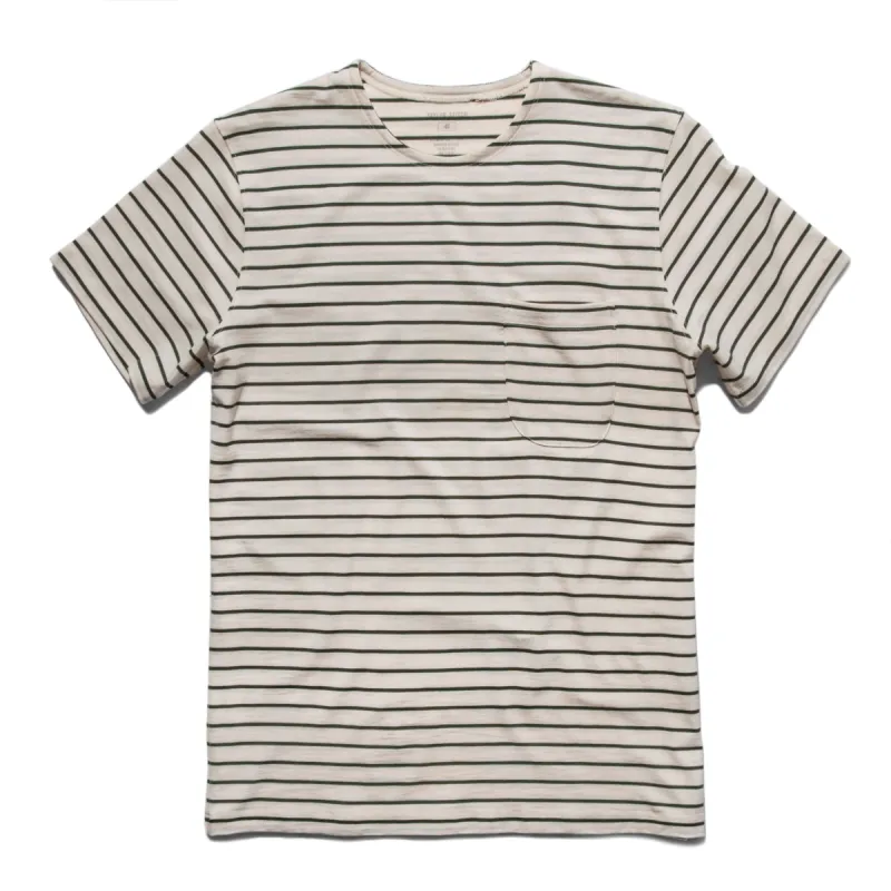 The Mercerized Merino Tee in Forest Stripe sold by Taylor Stitch
