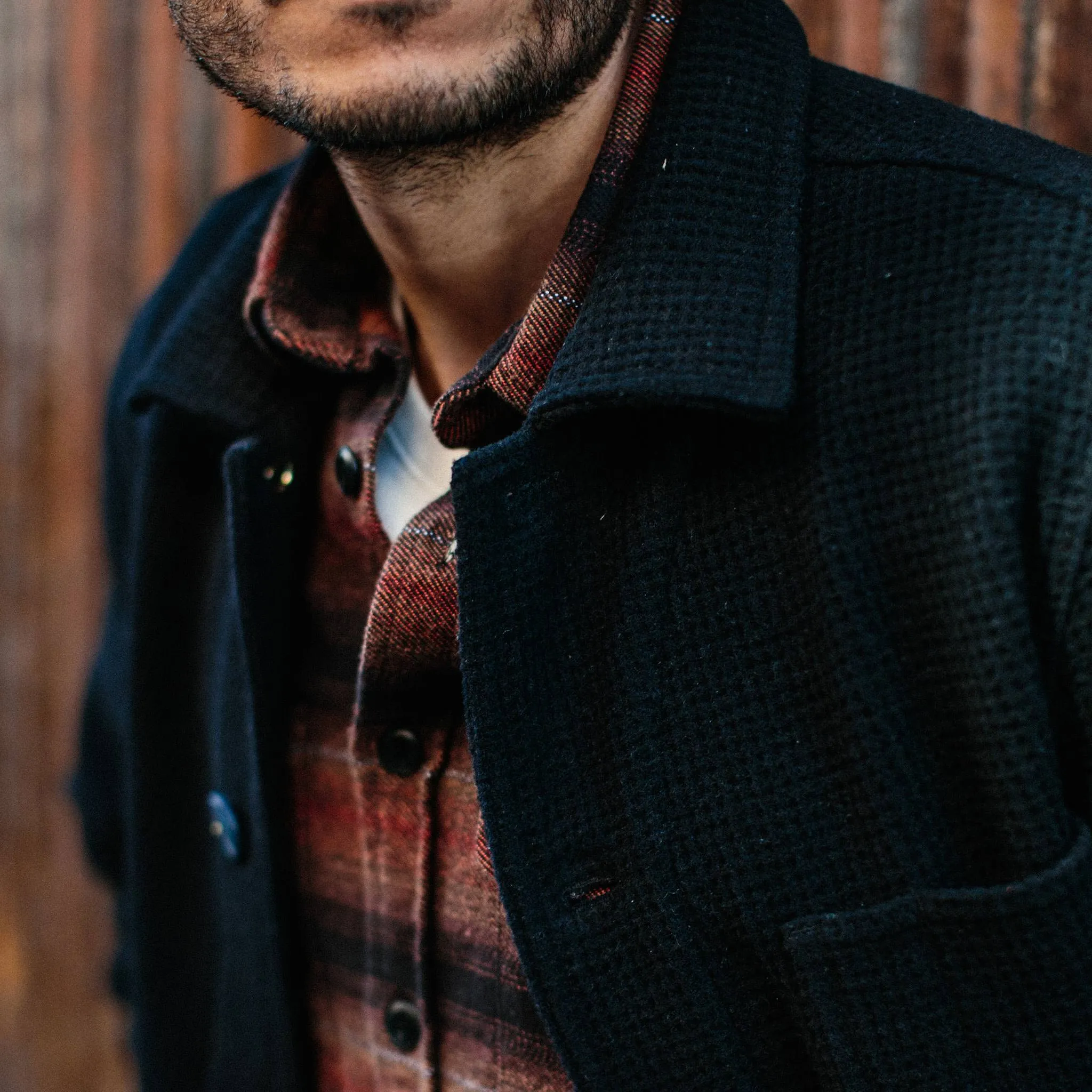 The Ojai Jacket in Navy Waffle Wool sold by Taylor Stitch product image thumbnail 4