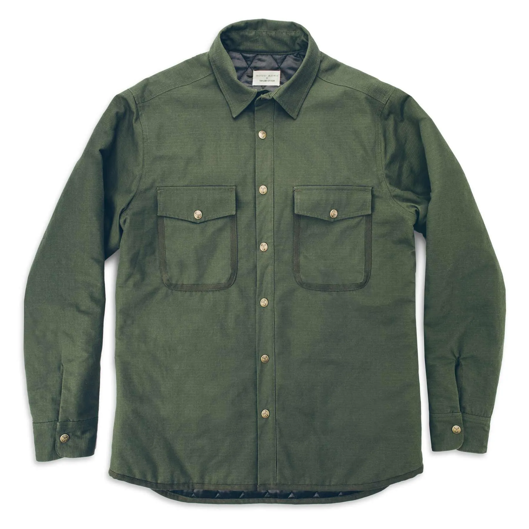 The Chore Jacket in Army Ripstop Canvas sold by Taylor Stitch