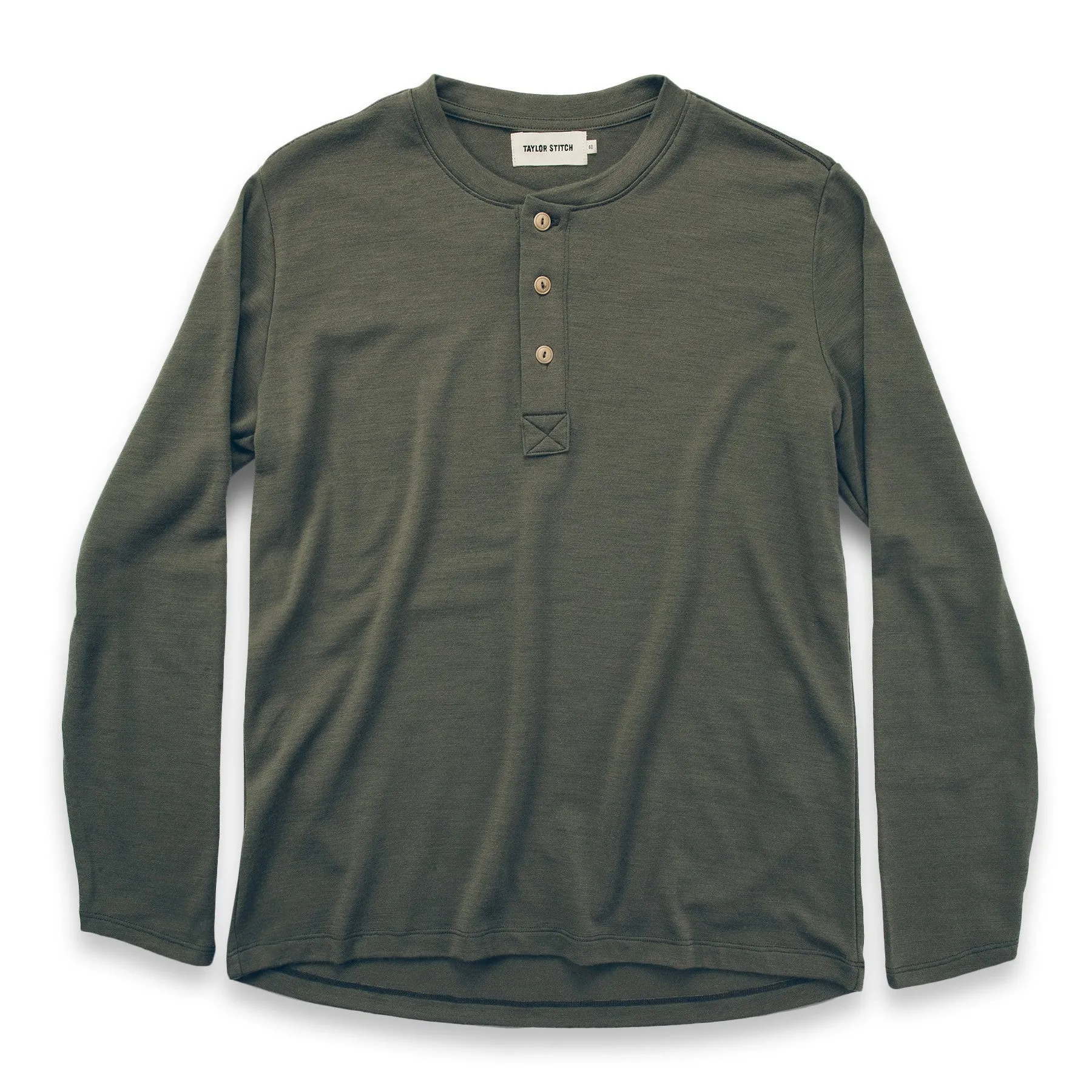 The Merino Henley in Army sold by Taylor Stitch
