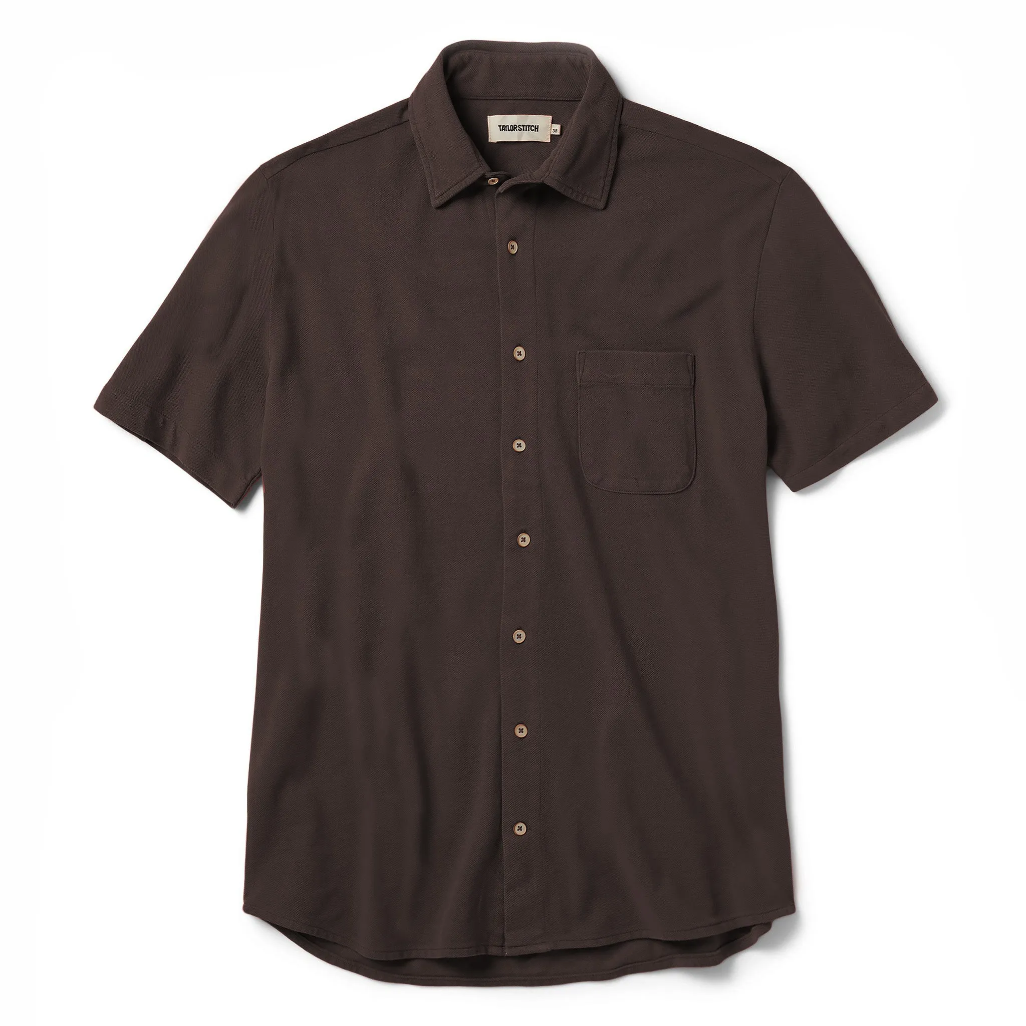 The Short Sleeve California in Espresso Pique sold by Taylor Stitch