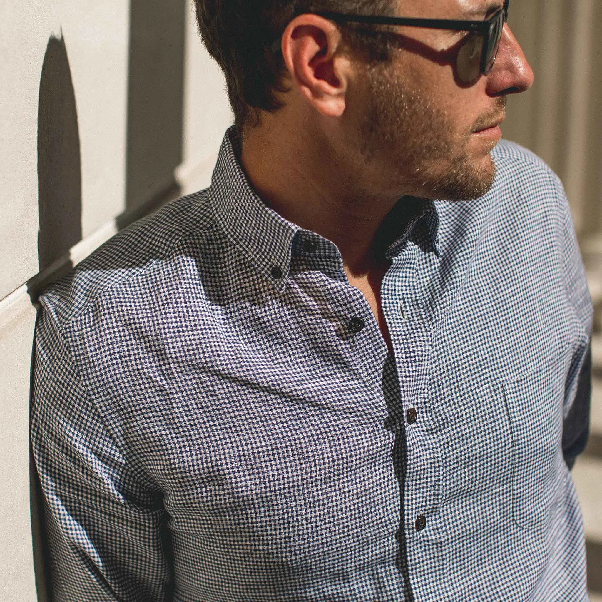 The Jack in Navy Mini Gingham Linen sold by Taylor Stitch product image thumbnail 2