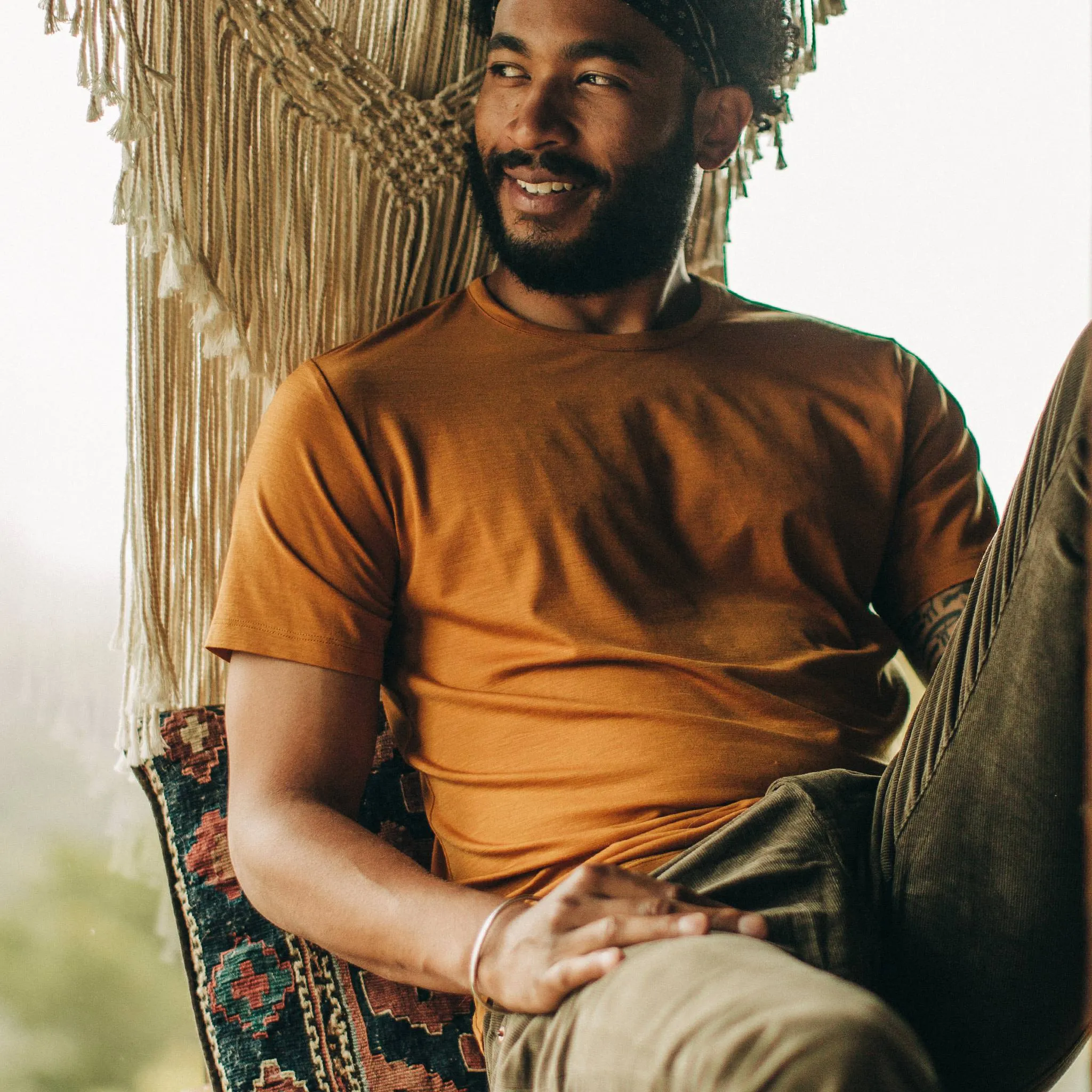 The Merino Tee in Heather Saffron sold by Taylor Stitch product image thumbnail 3