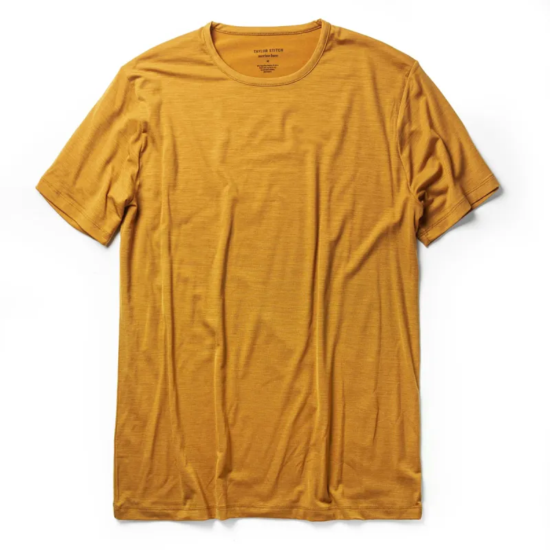 The Merino Tee in Heather Saffron sold by Taylor Stitch