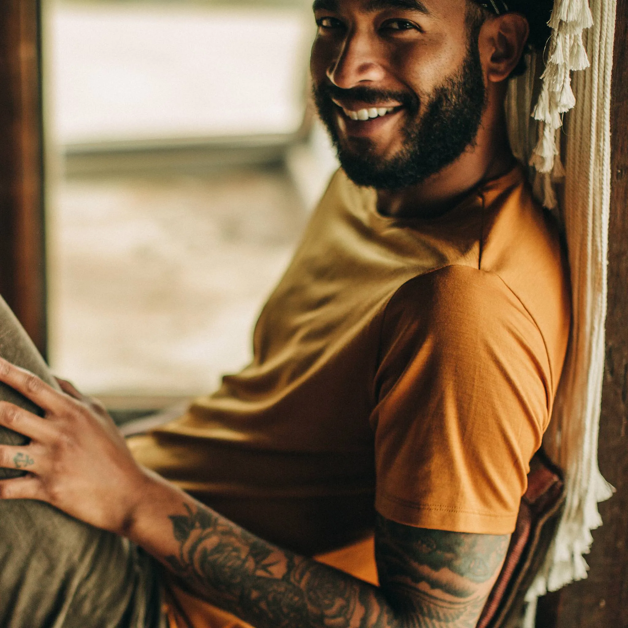 The Merino Tee in Heather Saffron sold by Taylor Stitch product image thumbnail 4