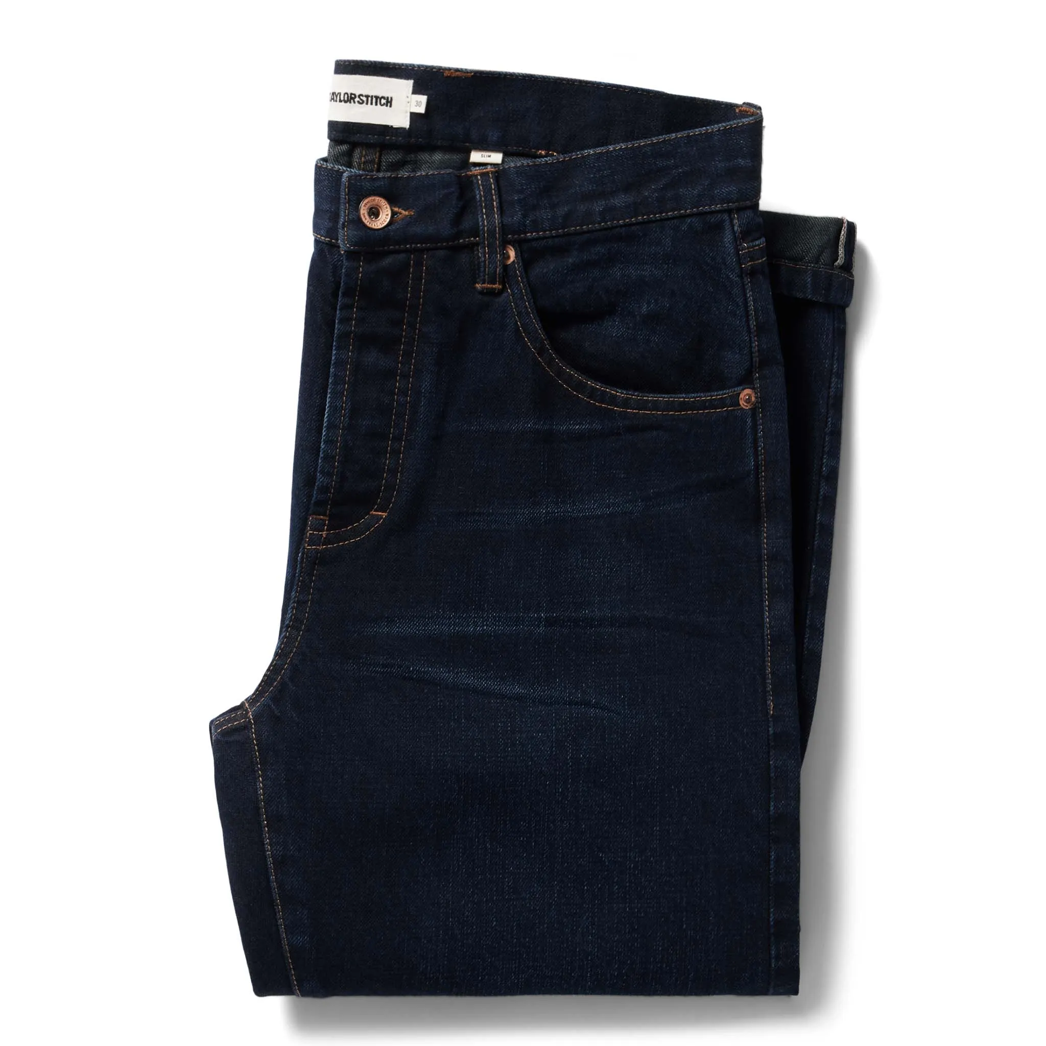 The Slim Jean in Wallace Wash Organic Selvage sold by Taylor Stitch