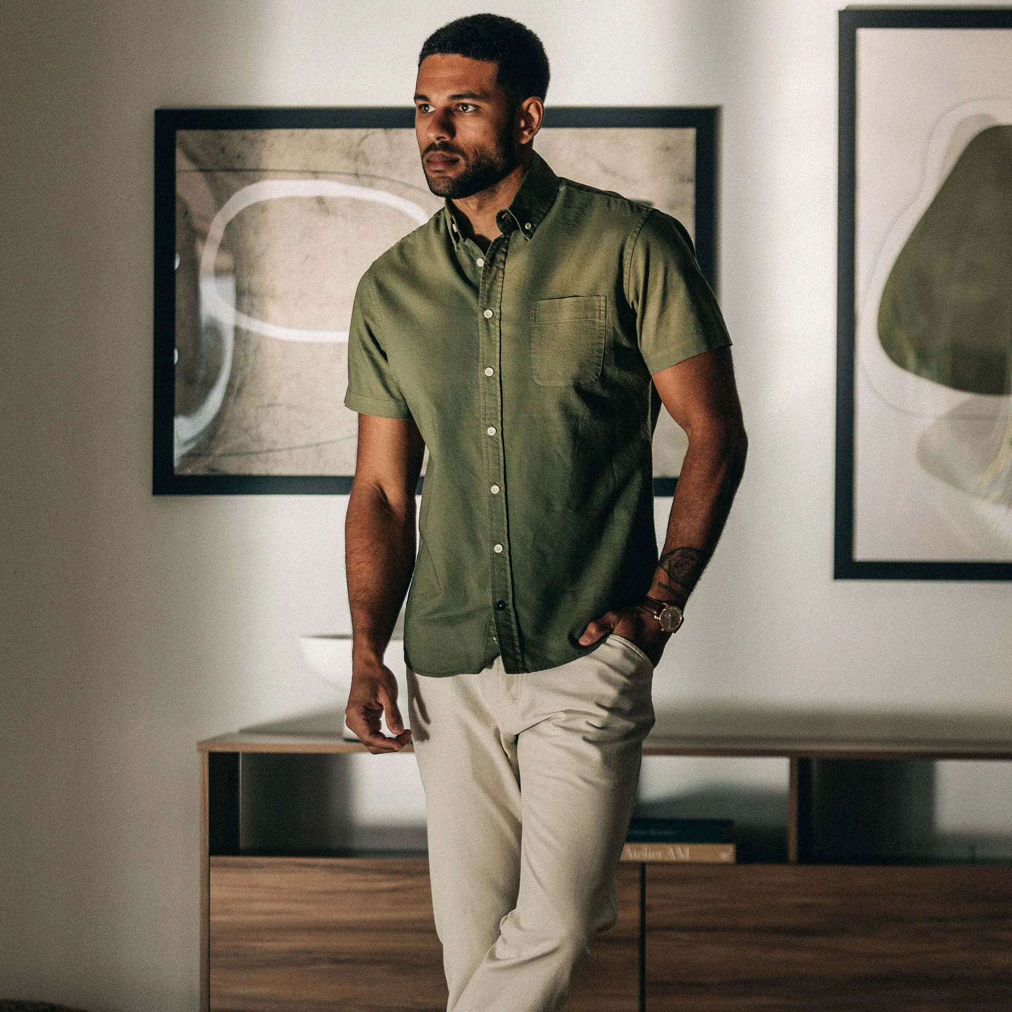 The Short Sleeve Jack in Cactus Oxford sold by Taylor Stitch product image thumbnail 2