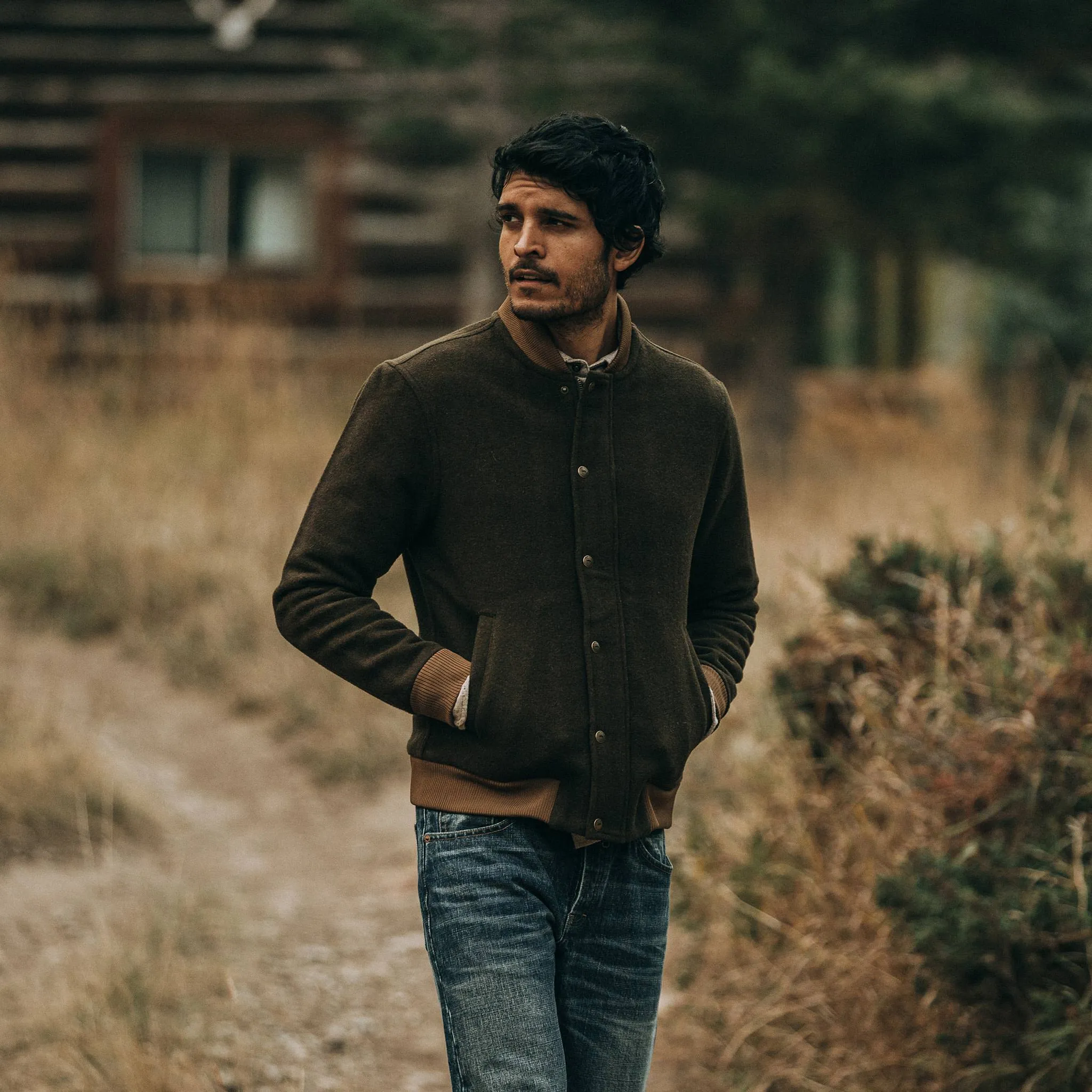 The Bomber Jacket in Olive Wool sold by Taylor Stitch product image thumbnail 2