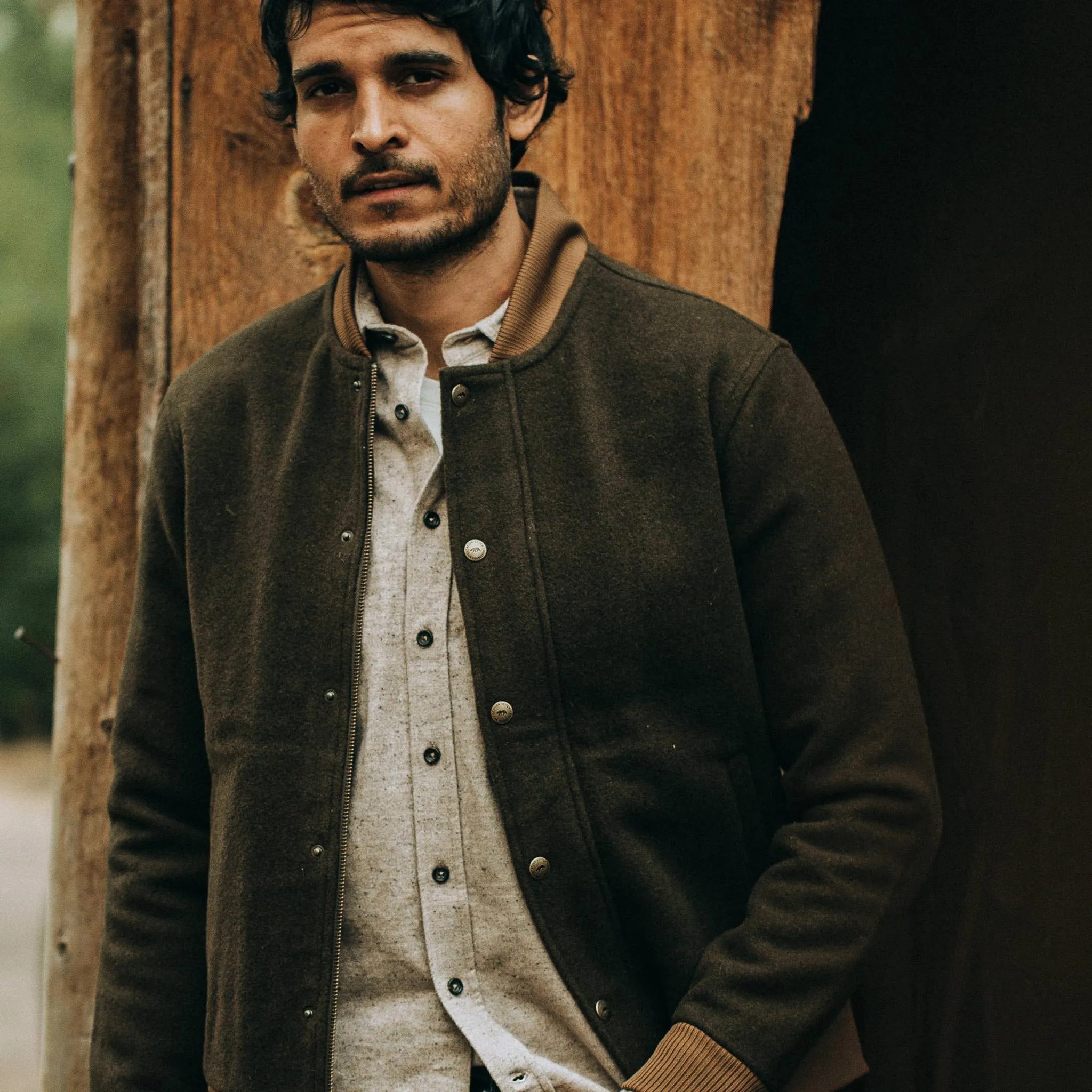 The Bomber Jacket in Olive Wool sold by Taylor Stitch product image thumbnail 3