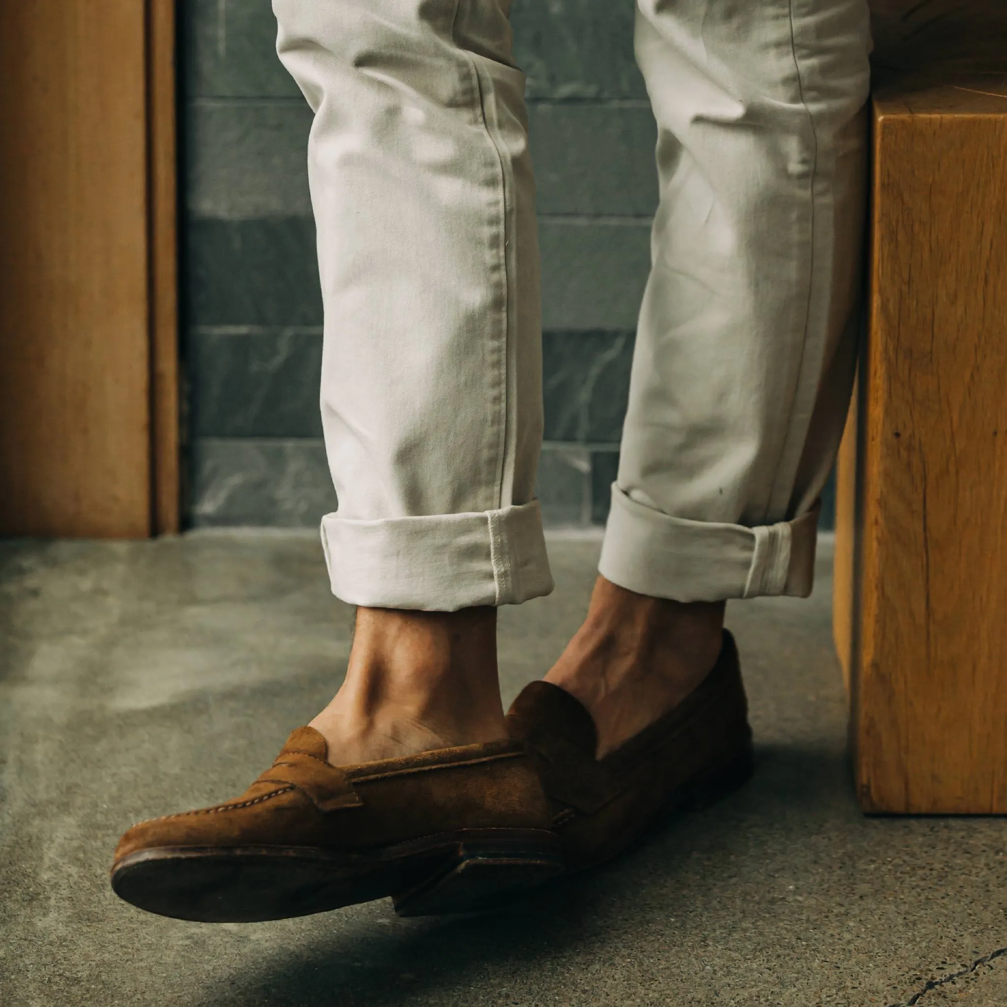The Slim Foundation Pant in Organic Stone sold by Taylor Stitch product image thumbnail 4