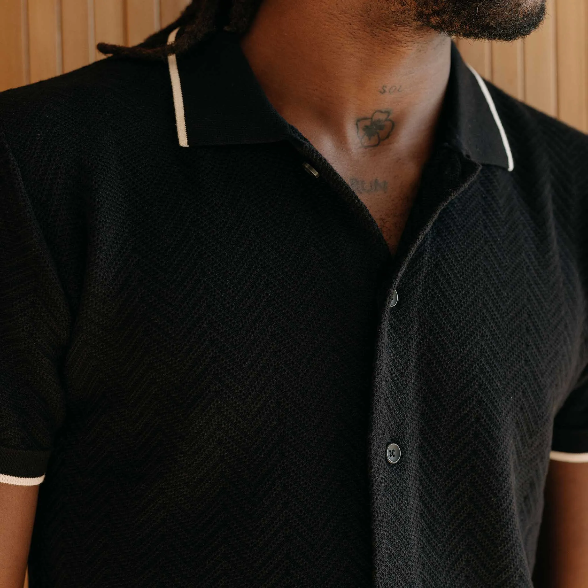 The Button Down Polo in Coal Herringbone sold by Taylor Stitch product image thumbnail 3