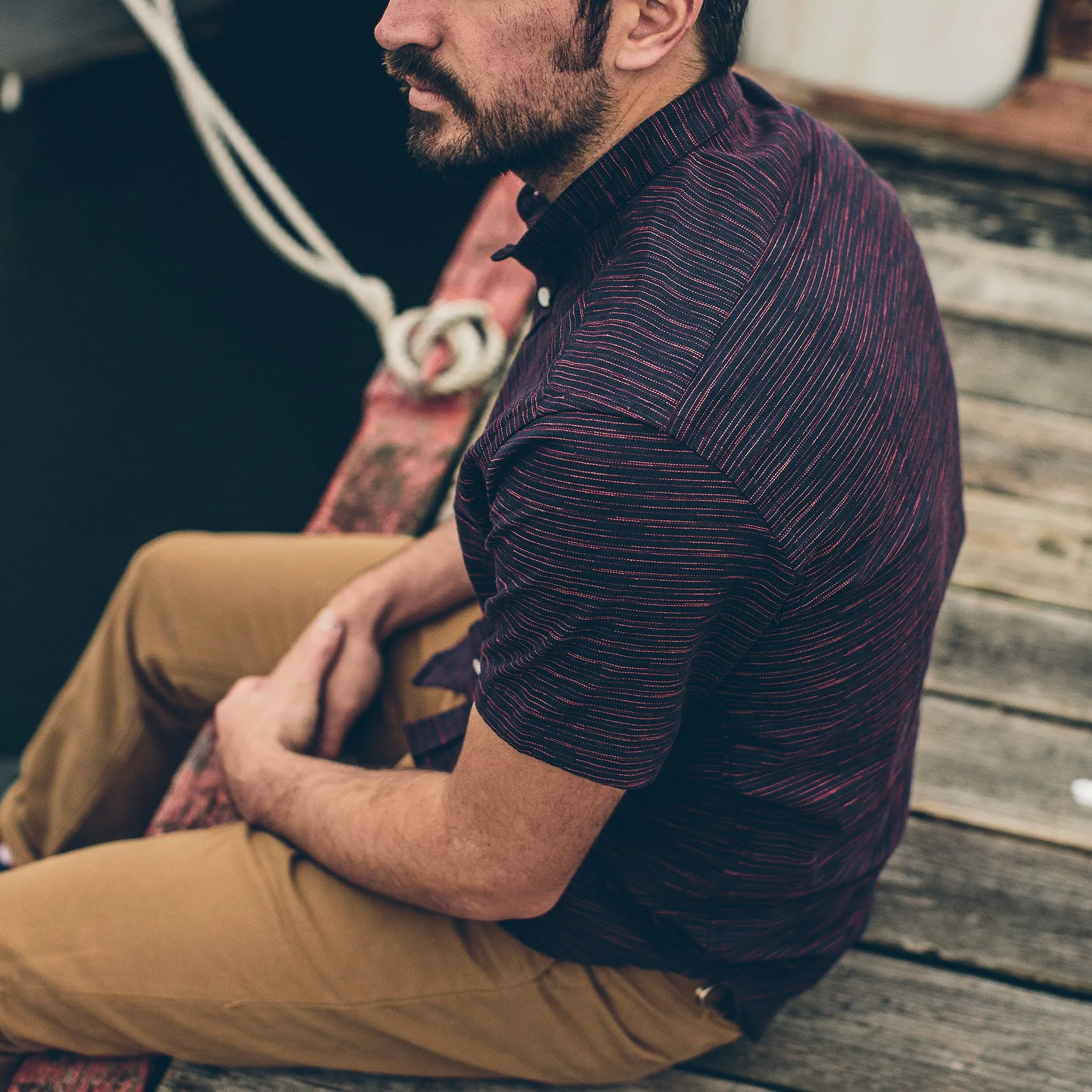 The Bandit in Navy & Red Slub Stripe sold by Taylor Stitch product image thumbnail 4