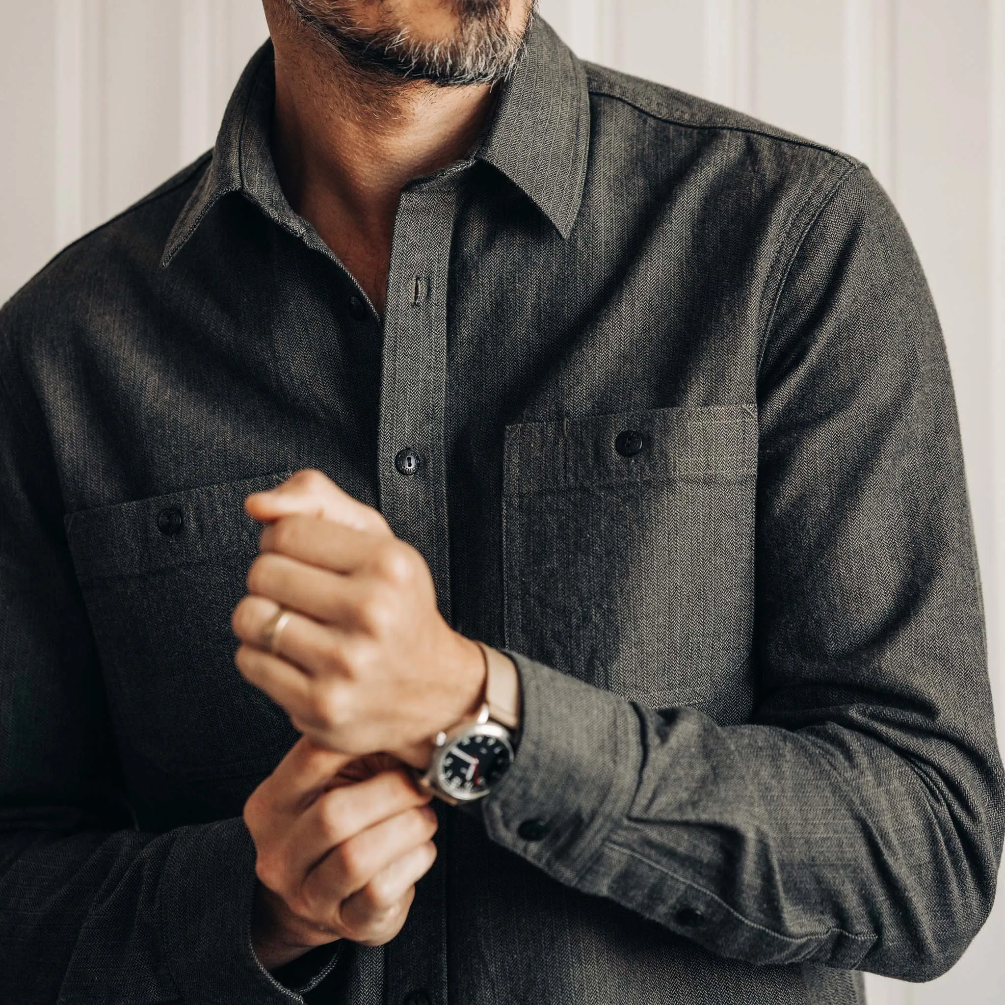 The Utility Shirt in Olive Broken Herringbone sold by Taylor Stitch product image thumbnail 3