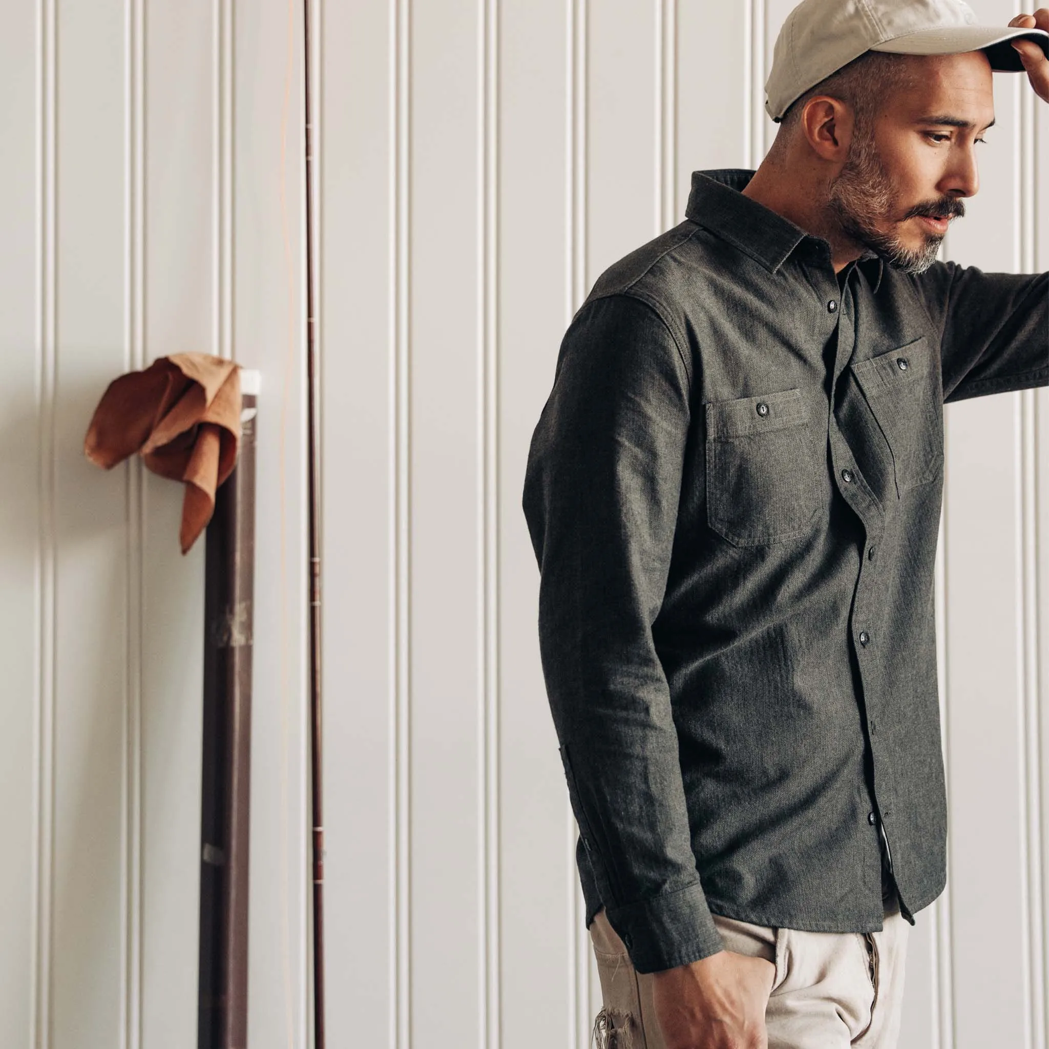 The Utility Shirt in Olive Broken Herringbone sold by Taylor Stitch product image thumbnail 4