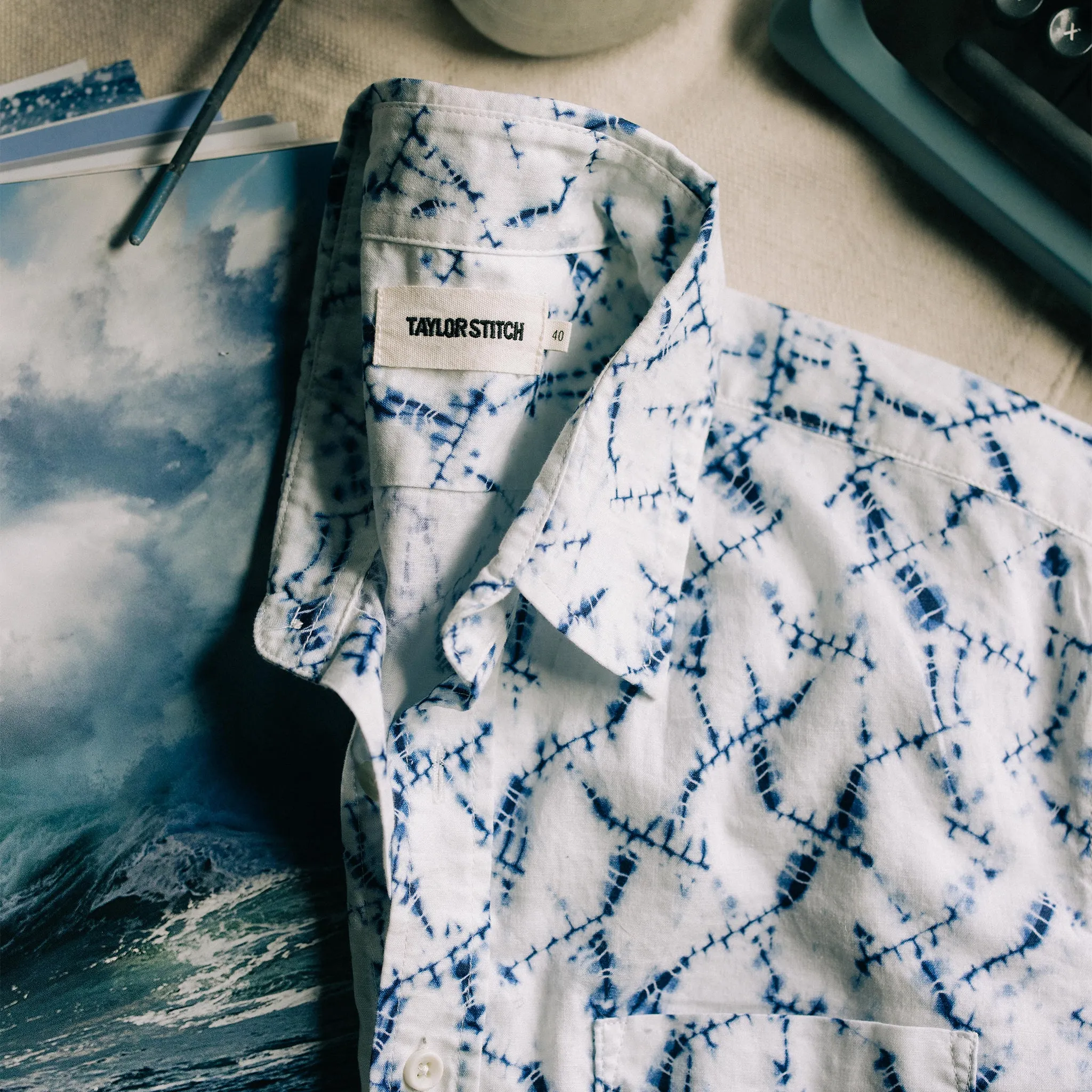 The Short Sleeve California in Deep Navy Crackle sold by Taylor Stitch product image thumbnail 3