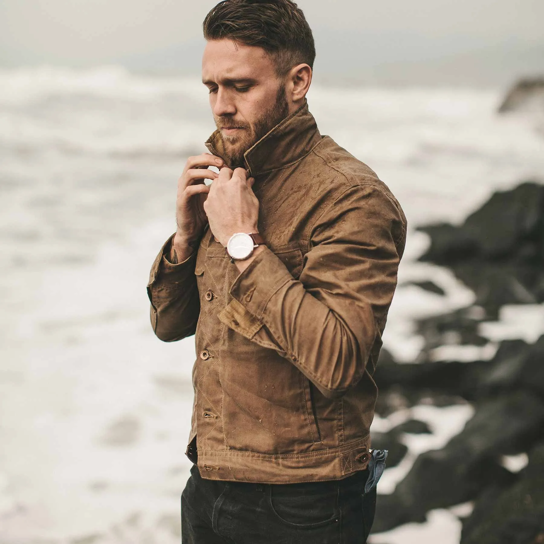 The Long Haul Jacket in Field Tan Waxed Canvas sold by Taylor Stitch product image thumbnail 4