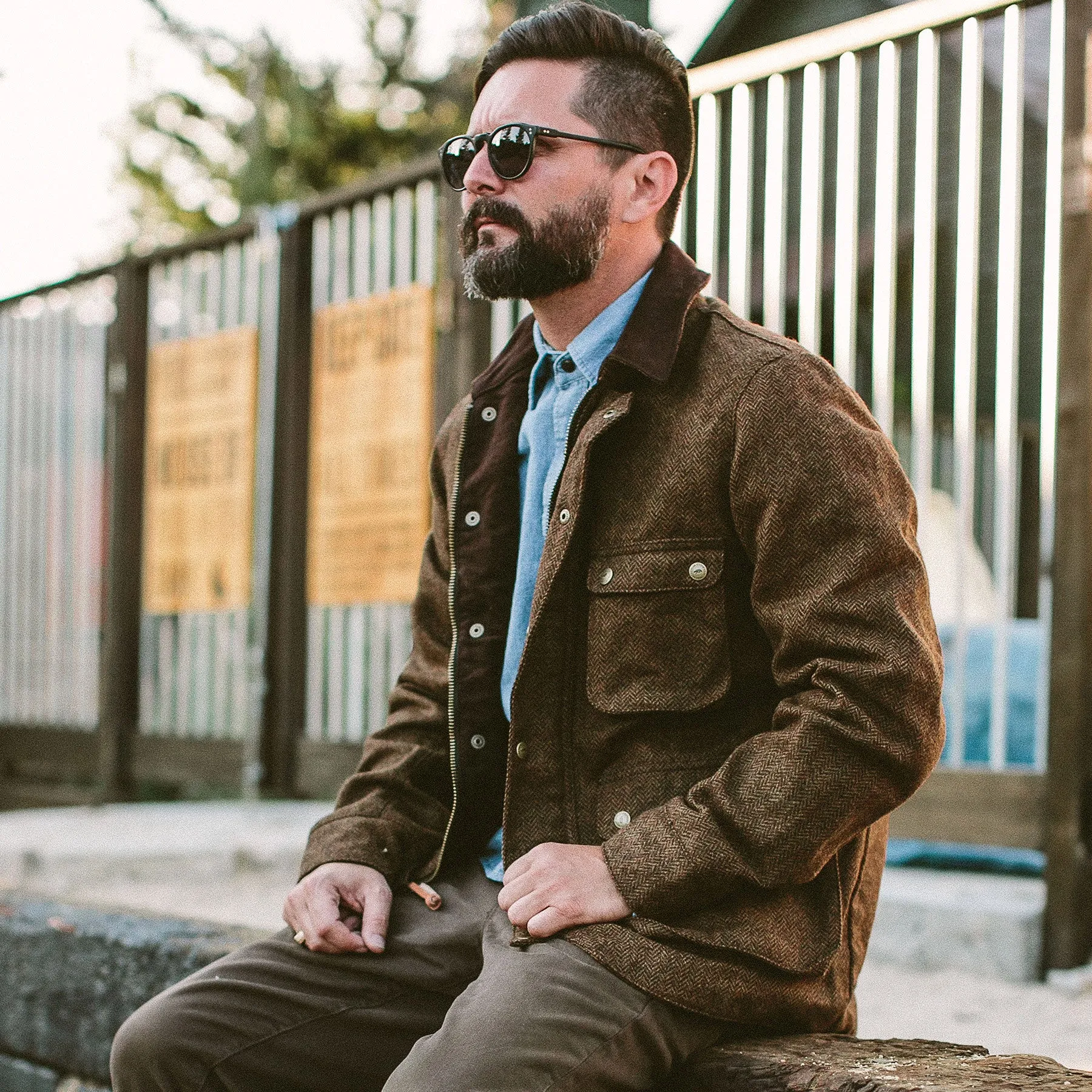 The Rover Jacket in Oak Herringbone Waxed Wool sold by Taylor Stitch product image thumbnail 2