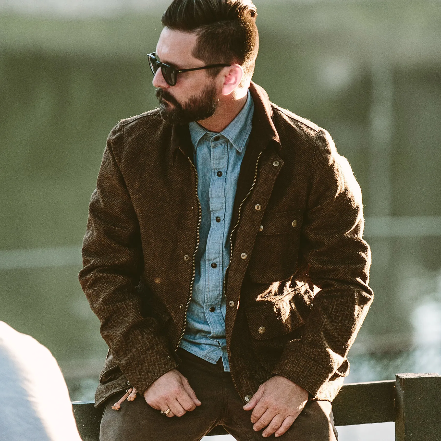 The Rover Jacket in Oak Herringbone Waxed Wool sold by Taylor Stitch product image thumbnail 5