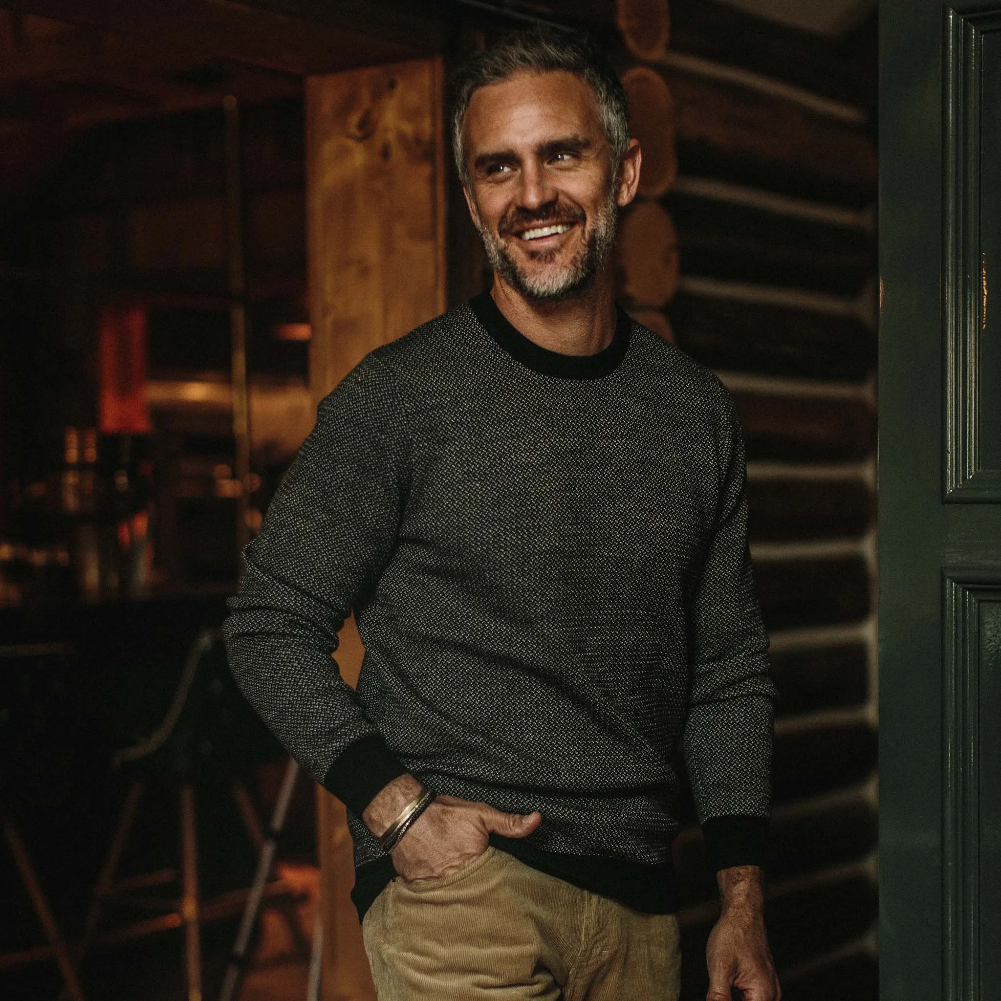 The Everett Sweater in Black Birdseye sold by Taylor Stitch product image thumbnail 5