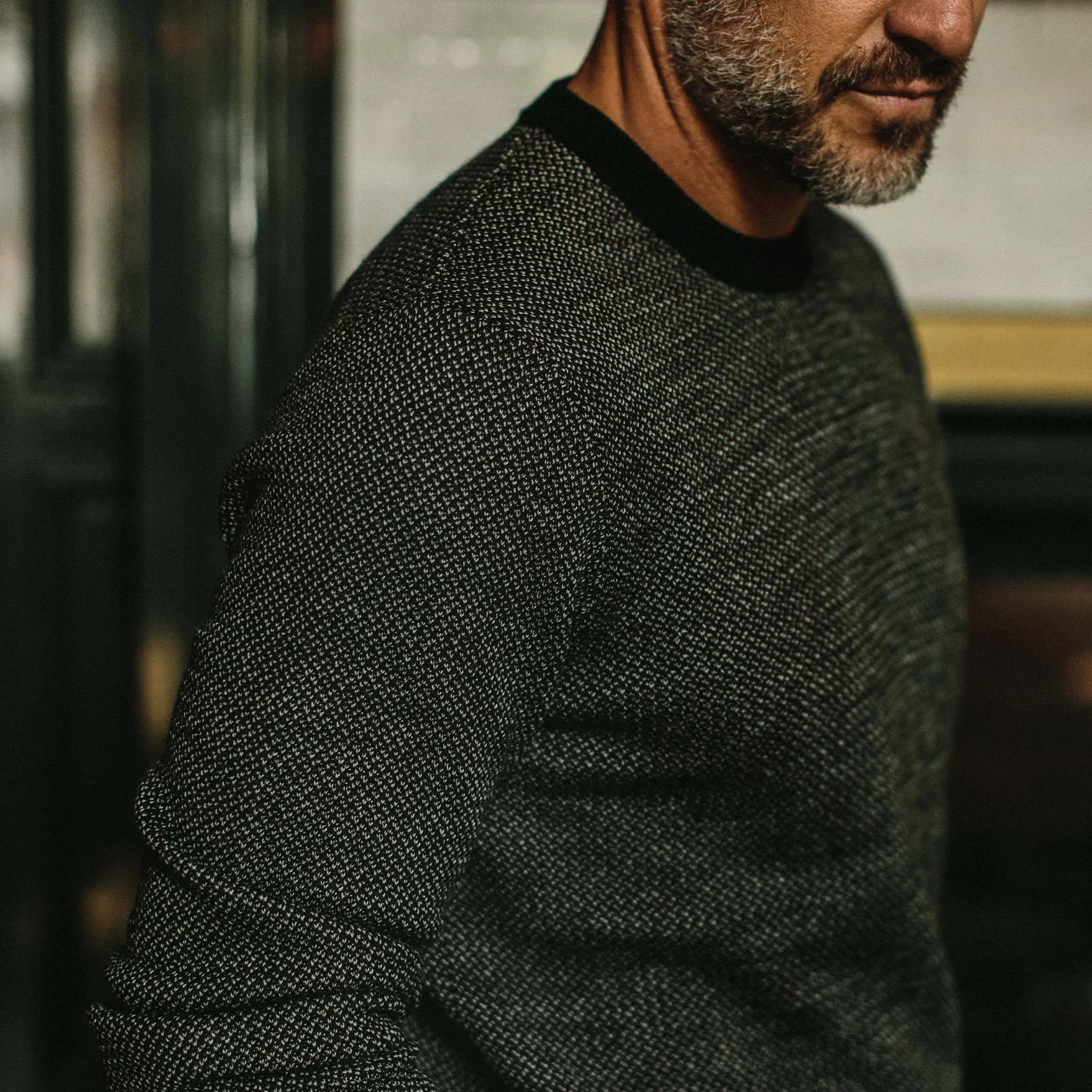 The Everett Sweater in Black Birdseye sold by Taylor Stitch product image thumbnail 3