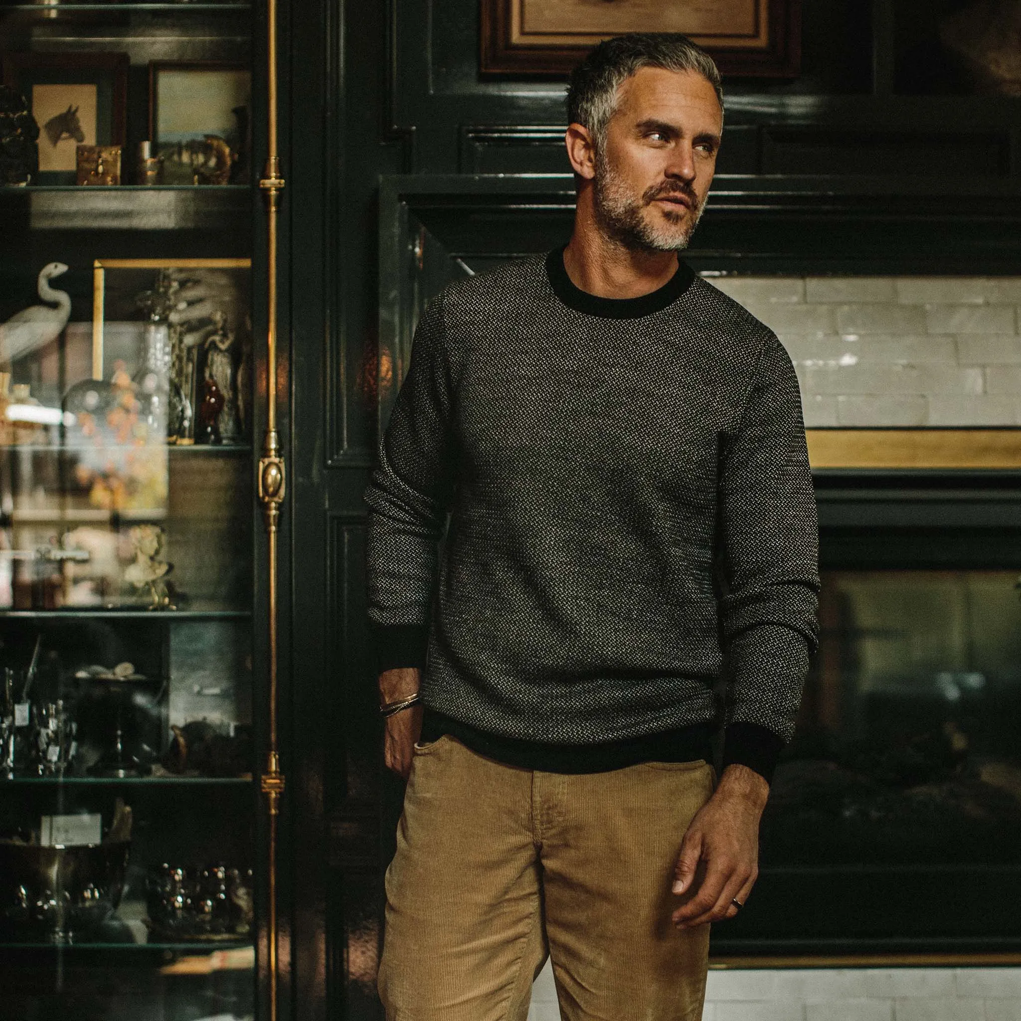 The Everett Sweater in Black Birdseye sold by Taylor Stitch product image thumbnail 2