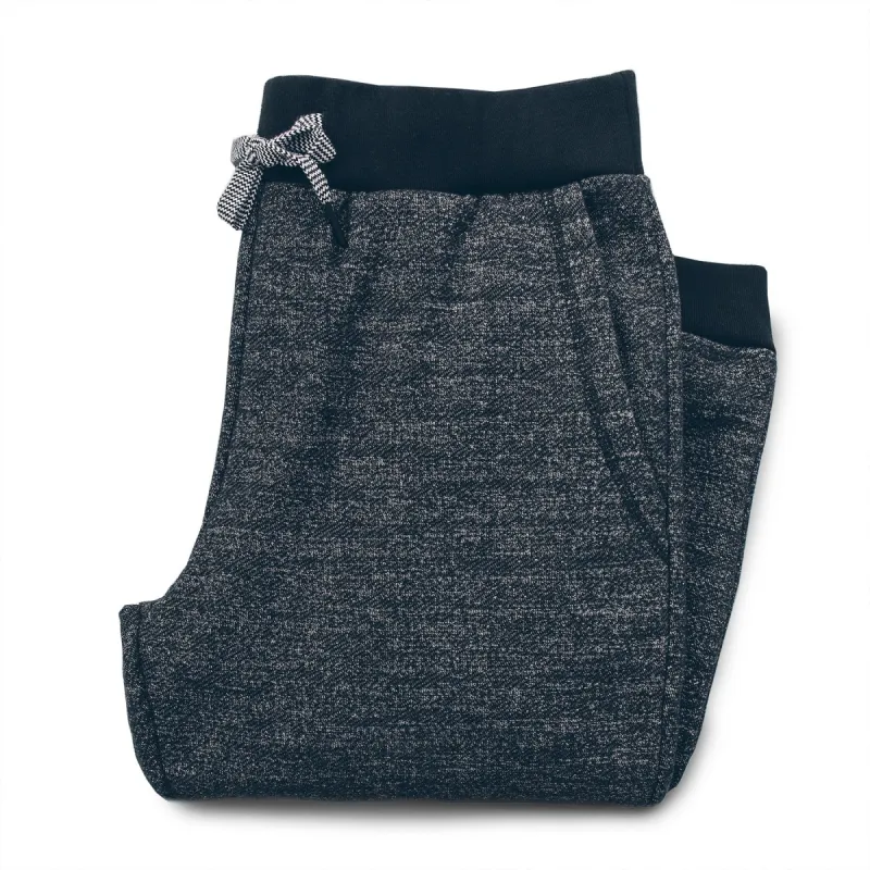 The Travel Pant in Charcoal Fleck Fleece sold by Taylor Stitch