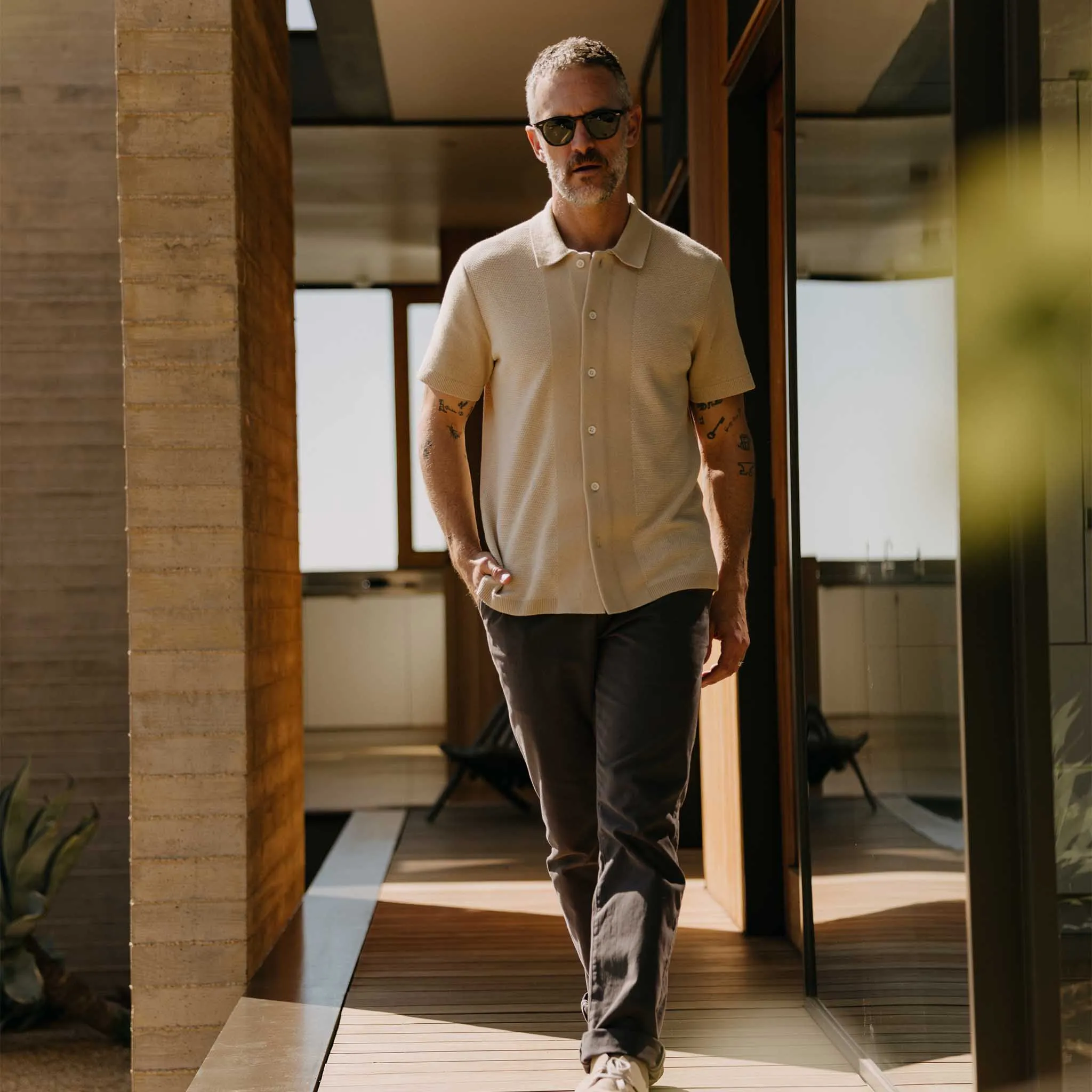 The Button Down Polo in Faded Khaki Seed Stitch sold by Taylor Stitch product image thumbnail 5