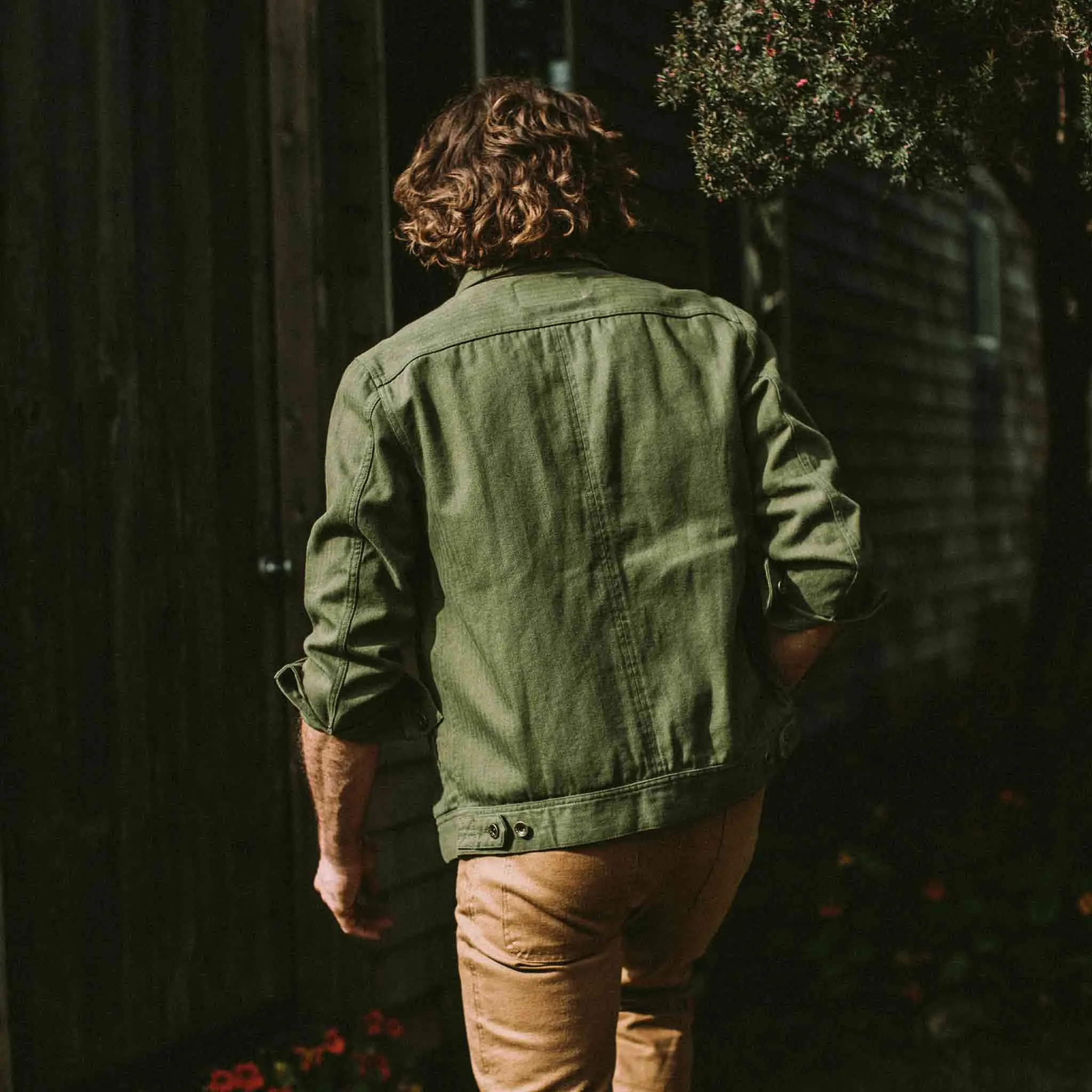 The Long Haul Jacket in Washed Olive Herringbone sold by Taylor Stitch product image thumbnail 5