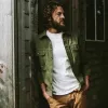 The Long Haul Jacket in Washed Olive Herringbone sold by Taylor Stitch