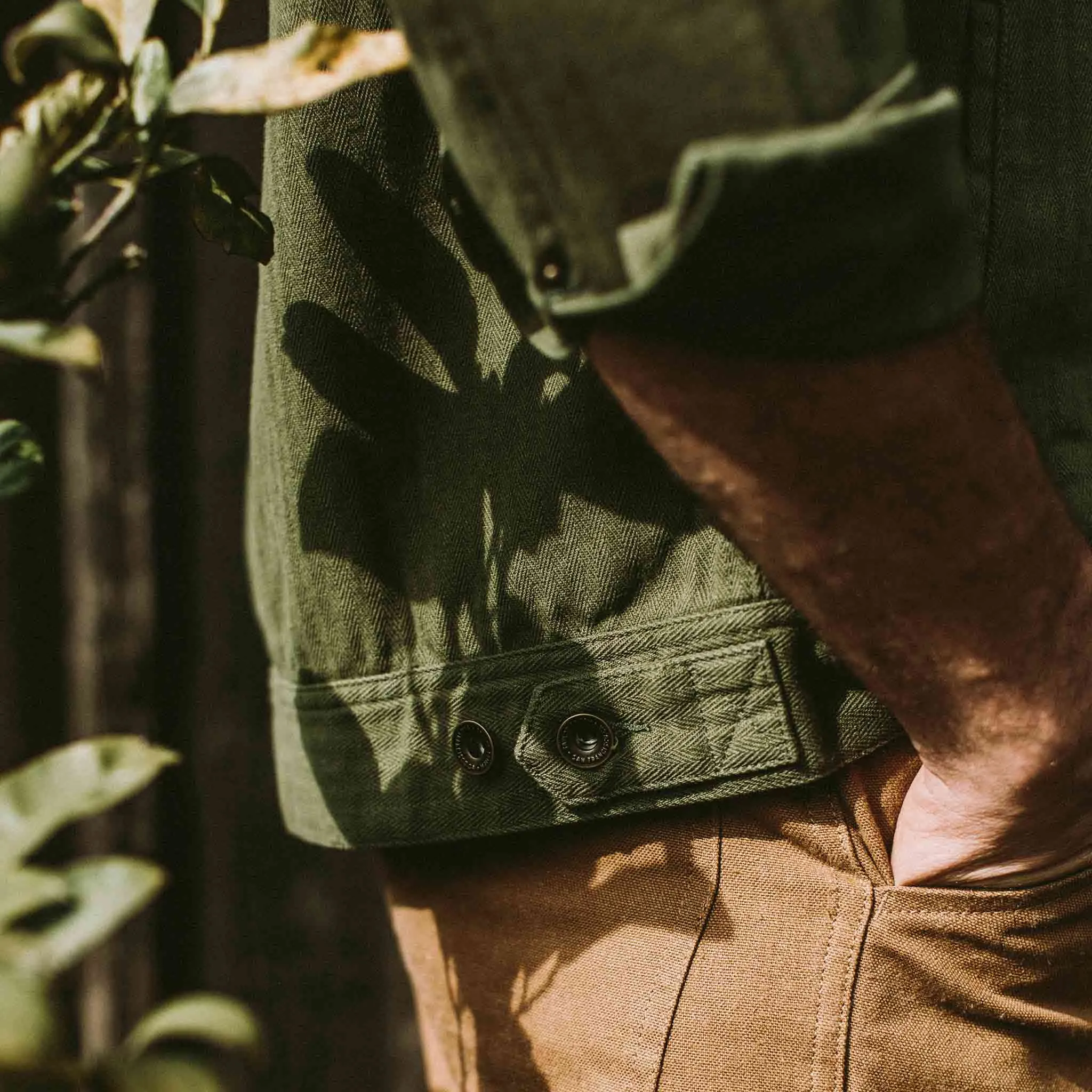 The Long Haul Jacket in Washed Olive Herringbone sold by Taylor Stitch product image thumbnail 4