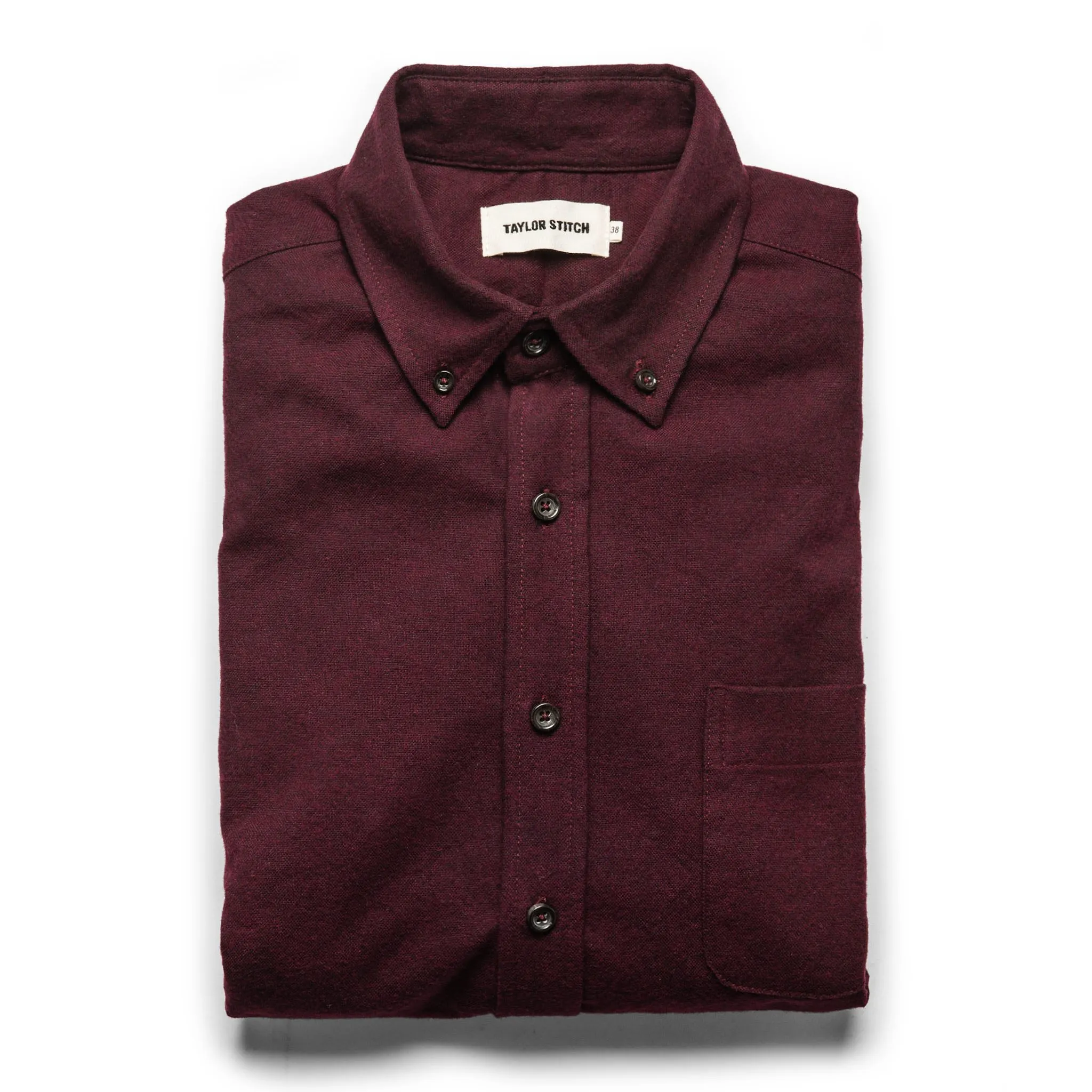 The Jack in Maroon Brushed Oxford sold by Taylor Stitch