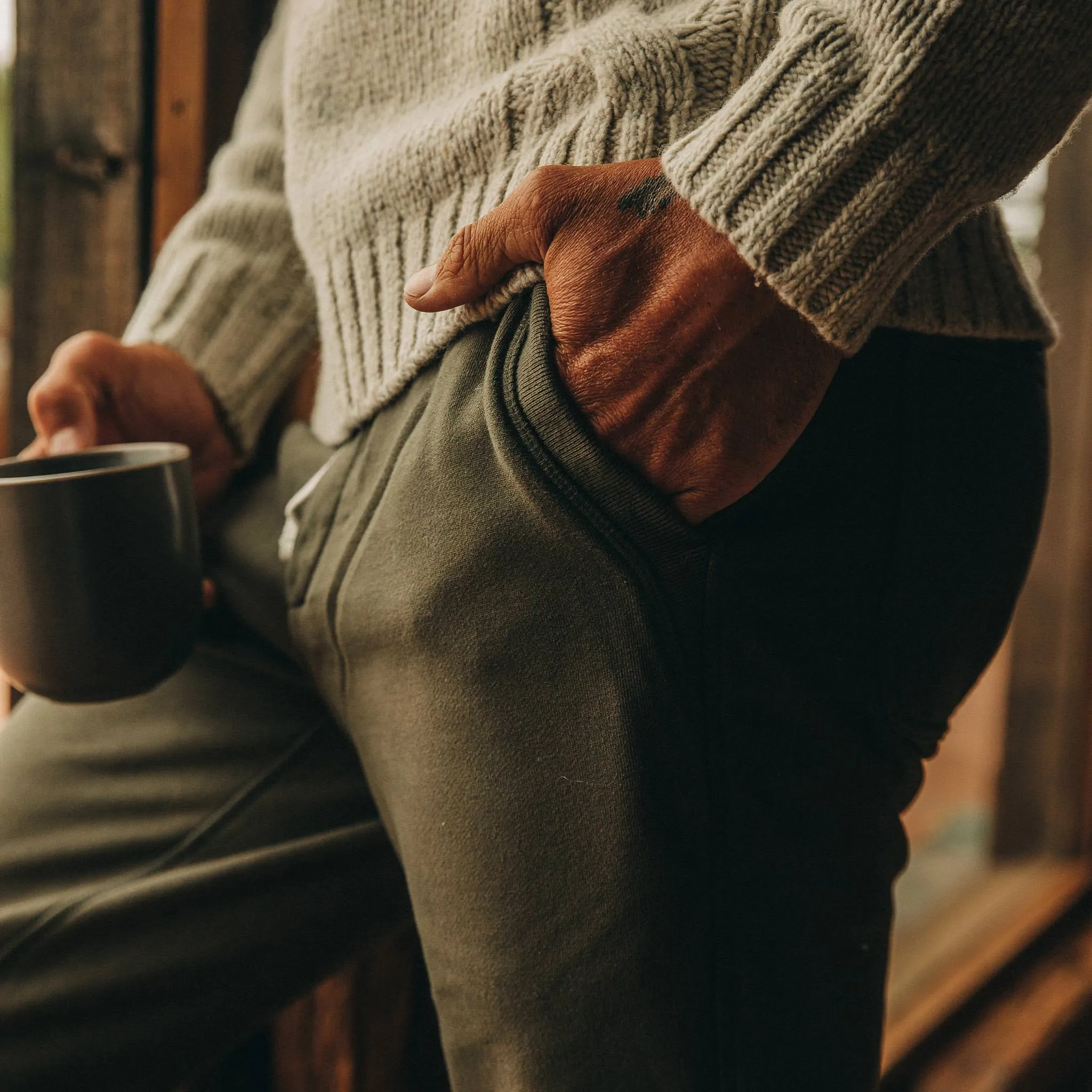 The Fillmore Pant in Dark Olive Terry sold by Taylor Stitch product image thumbnail 3