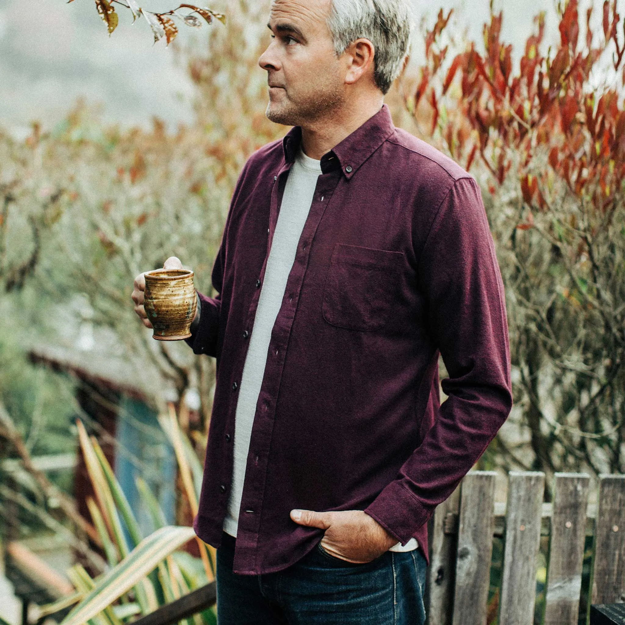 The Jack in Maroon Brushed Oxford sold by Taylor Stitch product image thumbnail 5