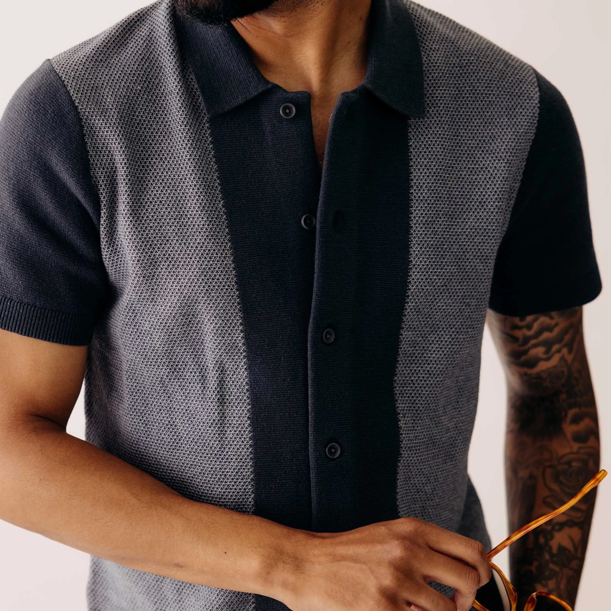 The Button Down Polo in Marine Seed Stitch sold by Taylor Stitch product image thumbnail 3