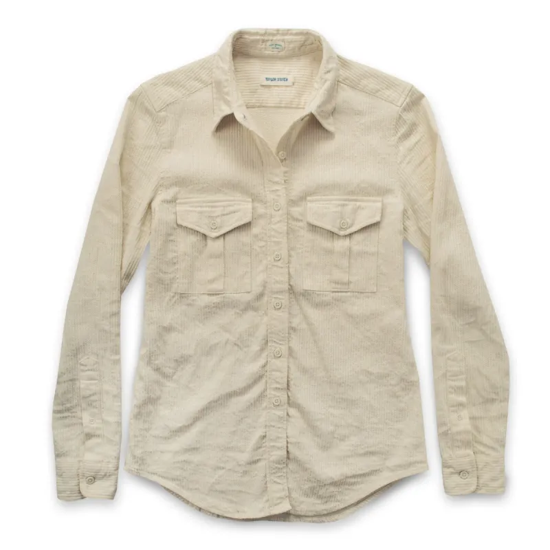 The Andie Shirt in Natural Corded Denim sold by Taylor Stitch