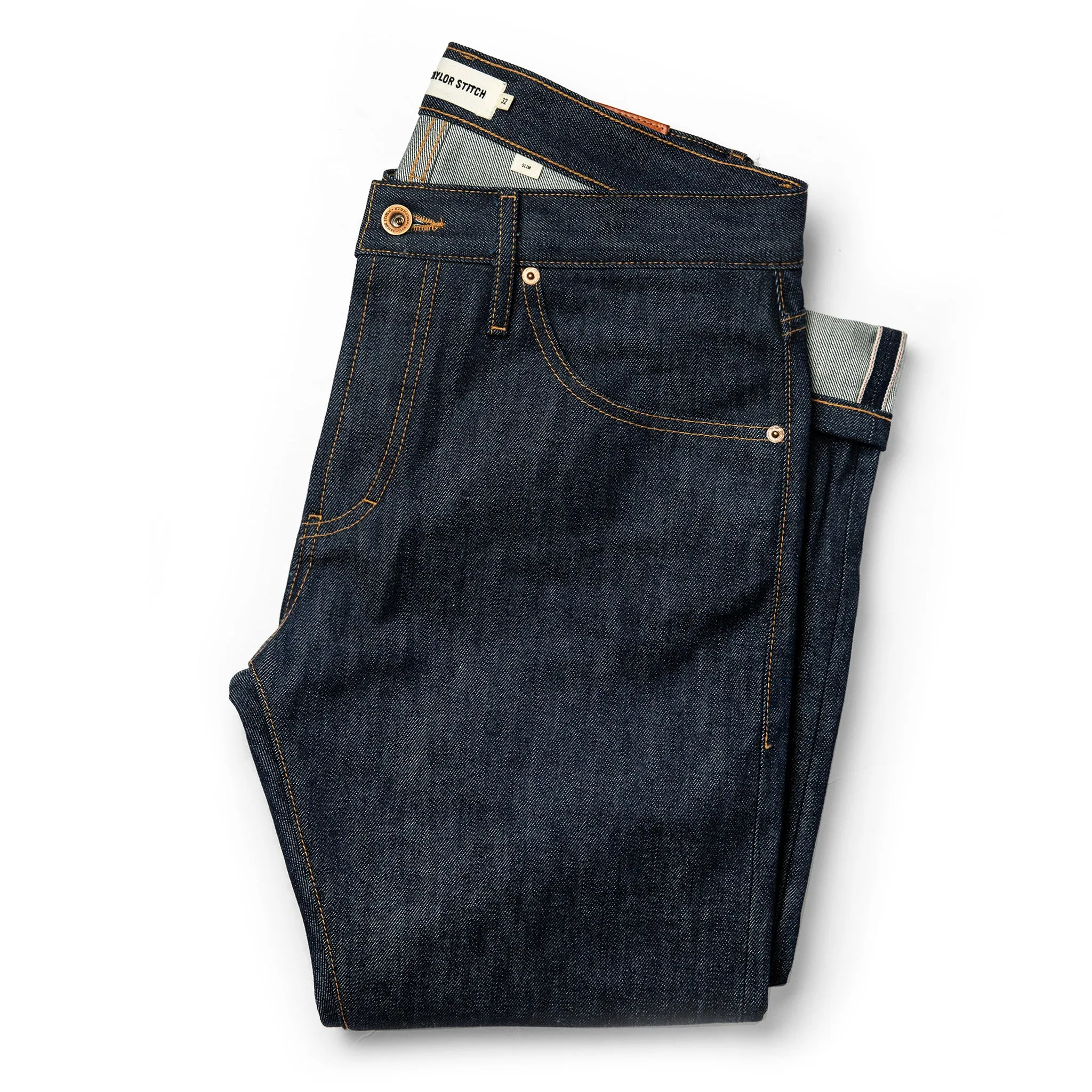 The Slim Jean in Cone Mills Reserve Selvage sold by Taylor Stitch