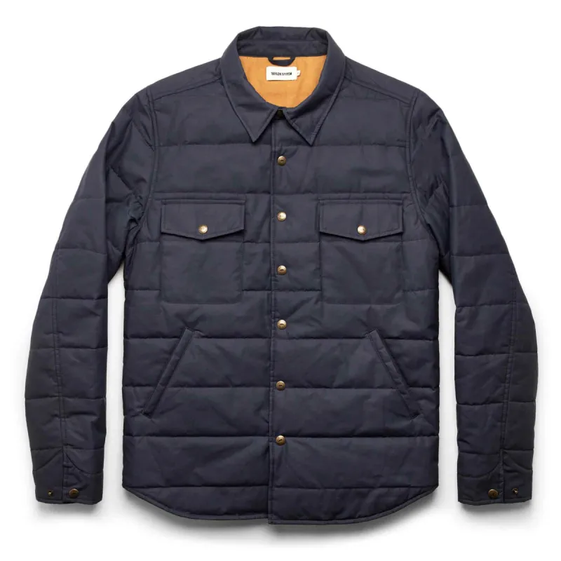The Garrison Shirt Jacket in Navy Dry Wax sold by Taylor Stitch
