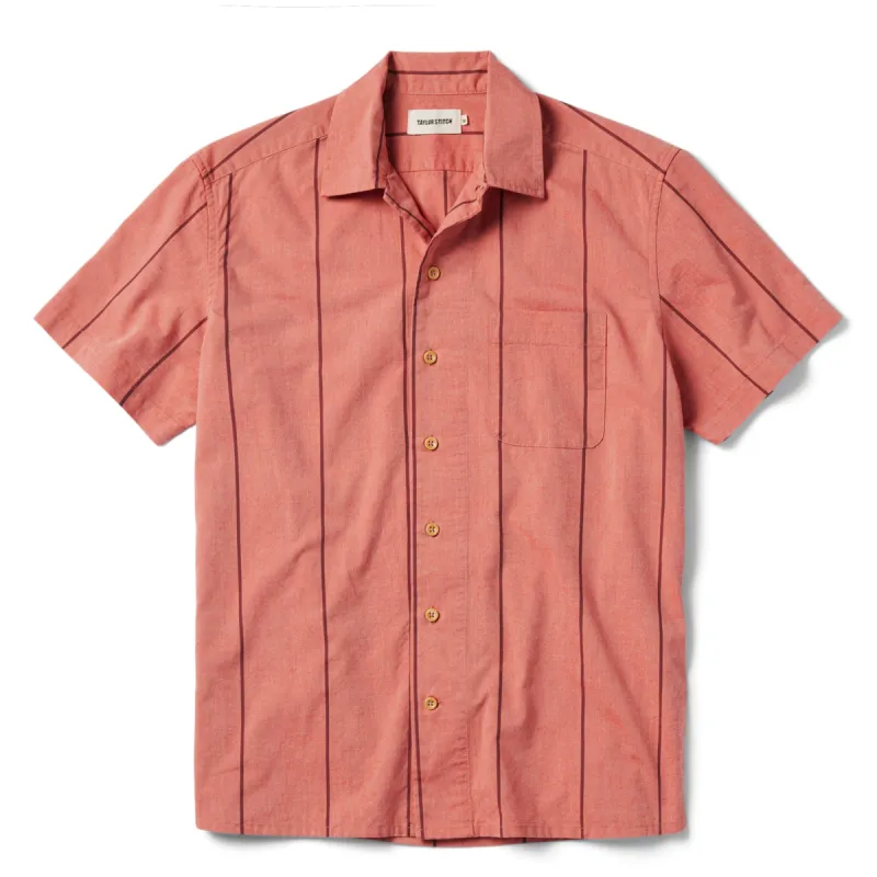 The Short Sleeve Hawthorne in Rust Stripe sold by Taylor Stitch