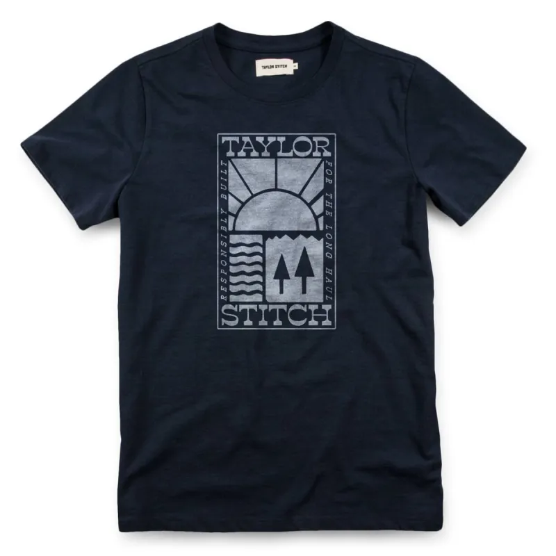 The Heavy Bag Tee in Retro Block Print sold by Taylor Stitch