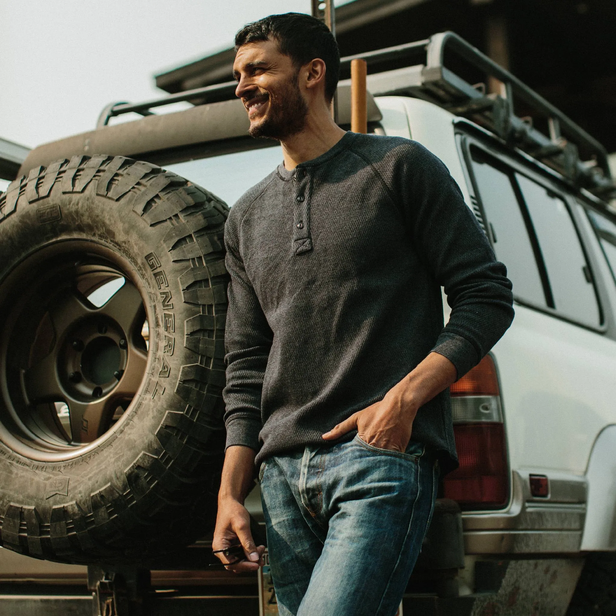 The Heavy Bag Waffle Henley in Navy sold by Taylor Stitch product image thumbnail 2