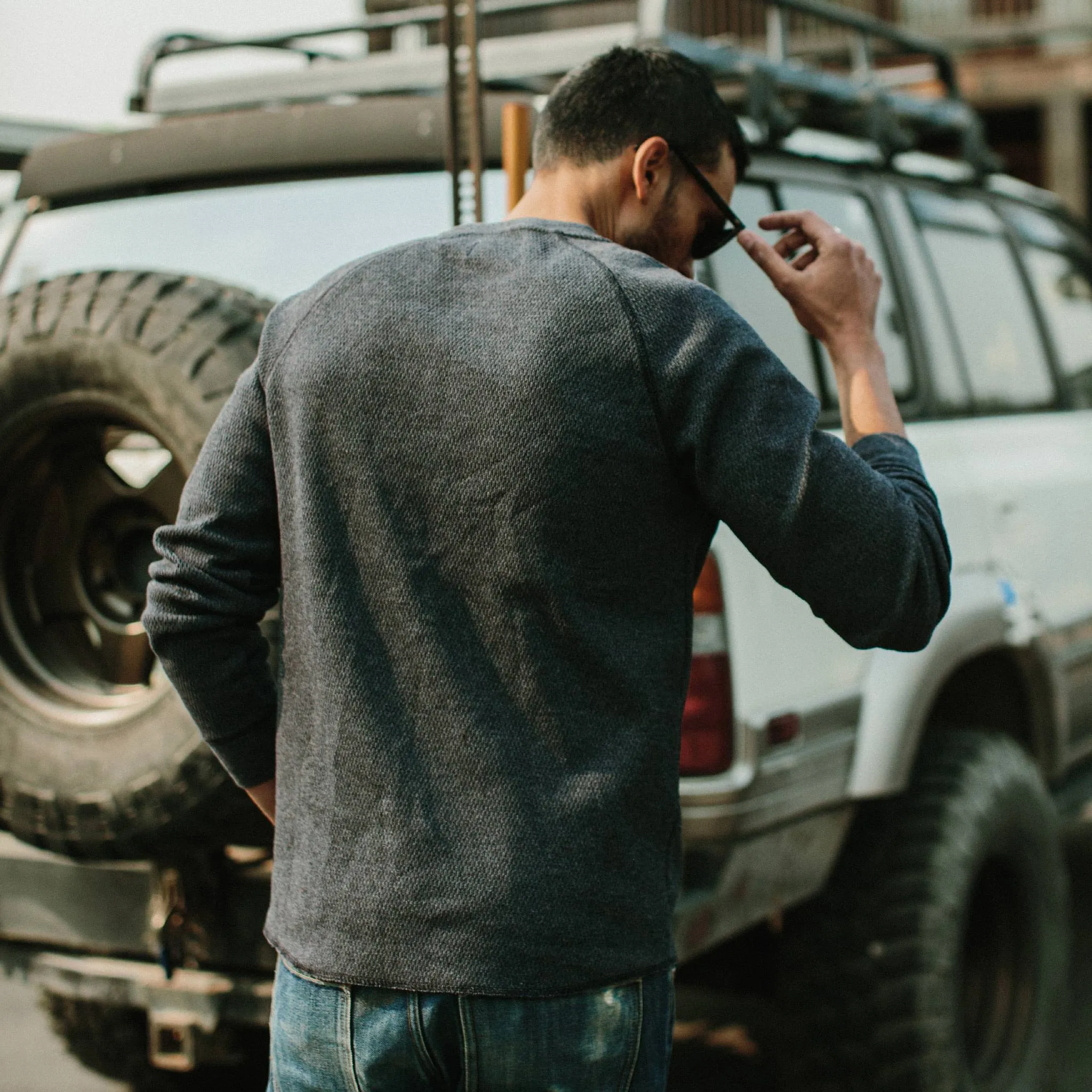 The Heavy Bag Waffle Henley in Navy sold by Taylor Stitch product image thumbnail 5