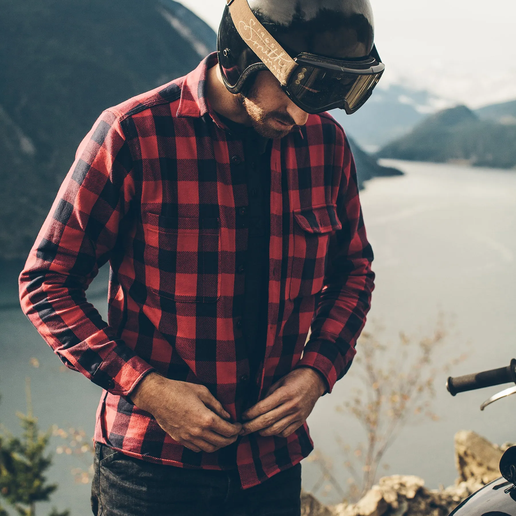 The Moto Utility Shirt in Red Buffalo Plaid sold by Taylor Stitch product image thumbnail 2