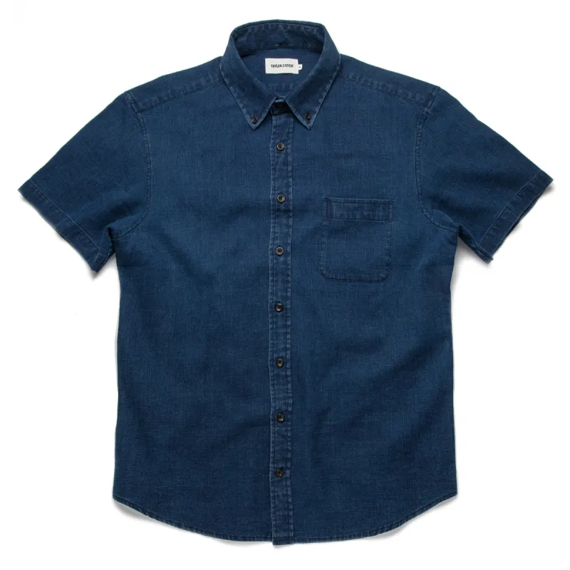 The Short Sleeve Jack in Mini Indigo Waffle sold by Taylor Stitch