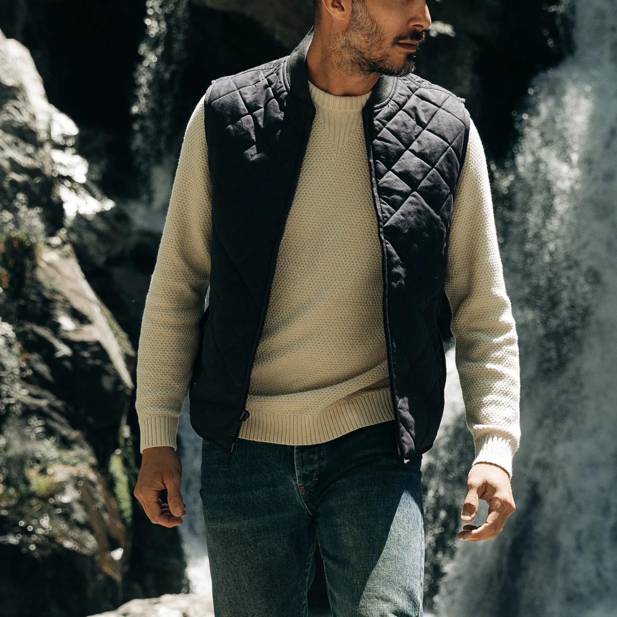 The Quilted Bomber Vest in Navy Dry Wax sold by Taylor Stitch product image thumbnail 4